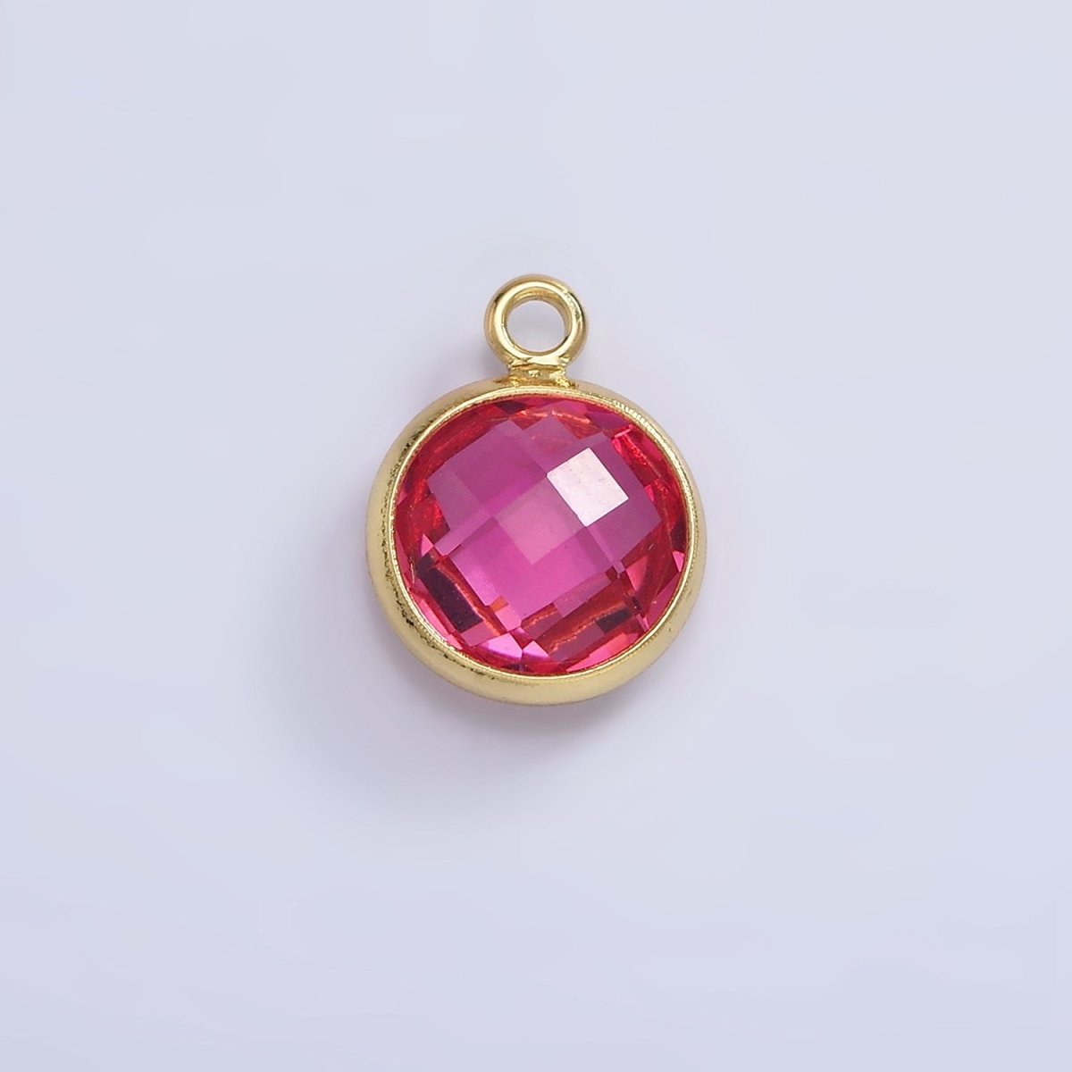 9mm Round BIRTHSTONE Cubic Zirconia Circle Gold Charm Add on Component For Jewelry Making | N-1209 N-1210