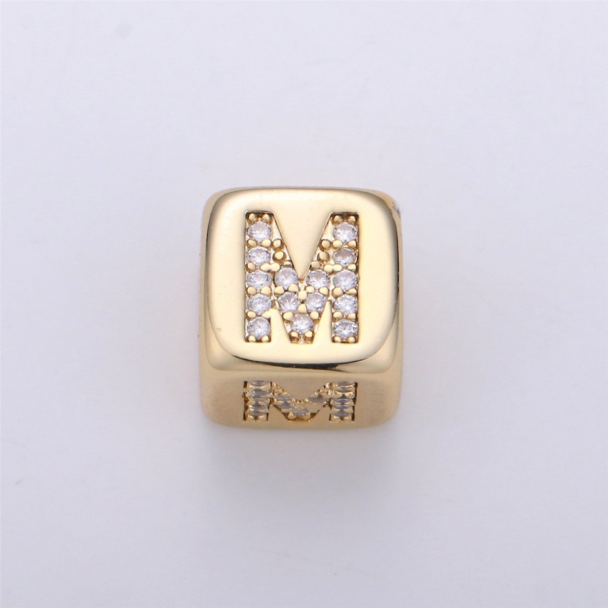 9x9mm Gold Initial Letter Beads, Alphabet Beads, Initial Beads, Alphabet Blocks Micro Pave Initial Block Charm for Bracelet Necklace Supply