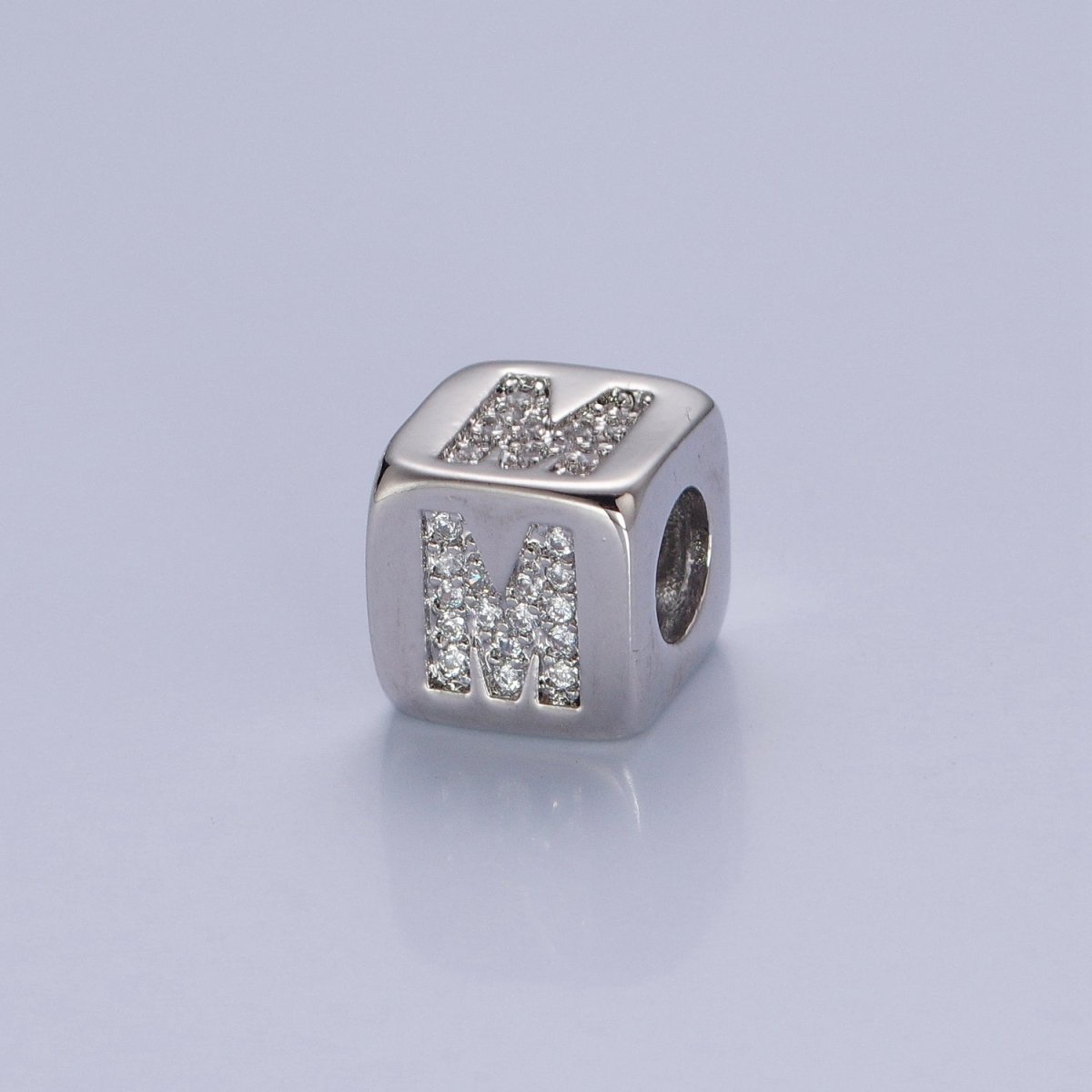 9x9mm Silver Initial Letter Beads, Alphabet Beads, Initial Beads, Alphabet Blocks Micro Pave Initial Block Charm for Bracelet Necklace Supply A-A1939-A-A1951