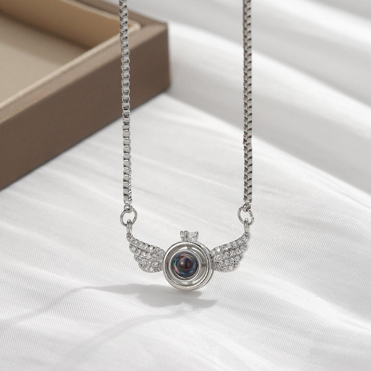New Personalized Angel Wing Pendant Custom Photo Projection Necklace