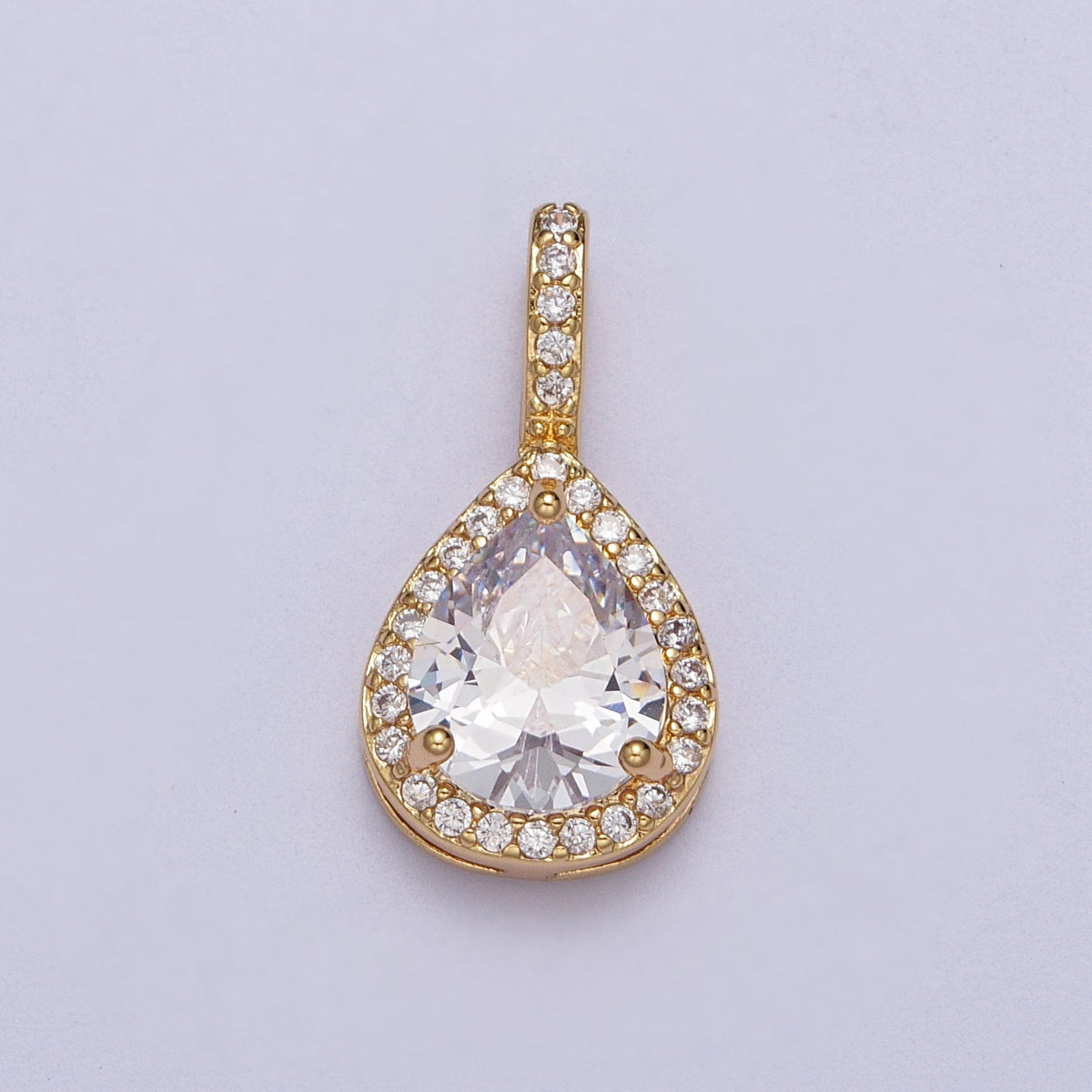 21mm Clear, Red, Green CZ Micro Paved Teardrop Solitaire Pendant | AA00011 - AA00013