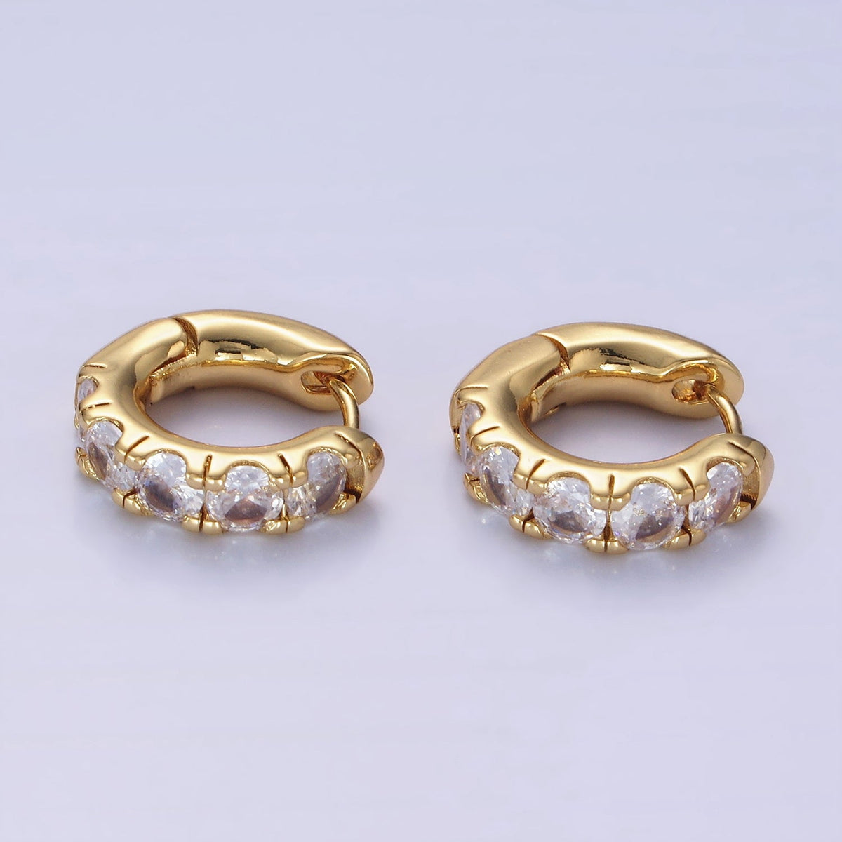 14K Gold Filled Clear CZ Rounded 17mm Huggie Earrings | AB1171