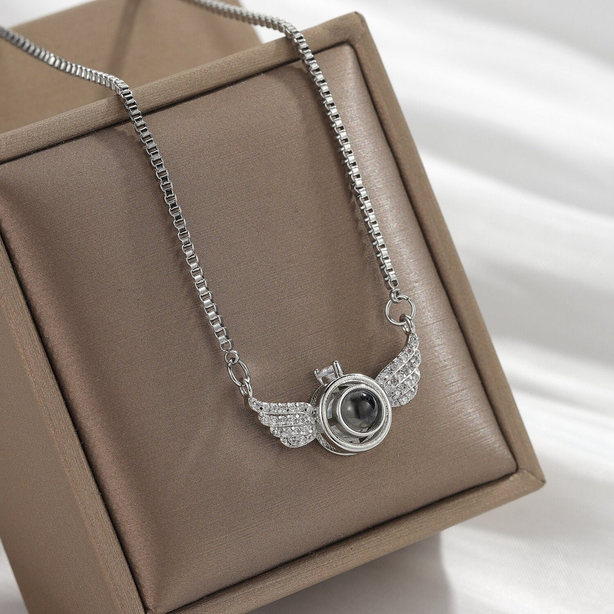 New Personalized Angel Wing Pendant Custom Photo Projection Necklace