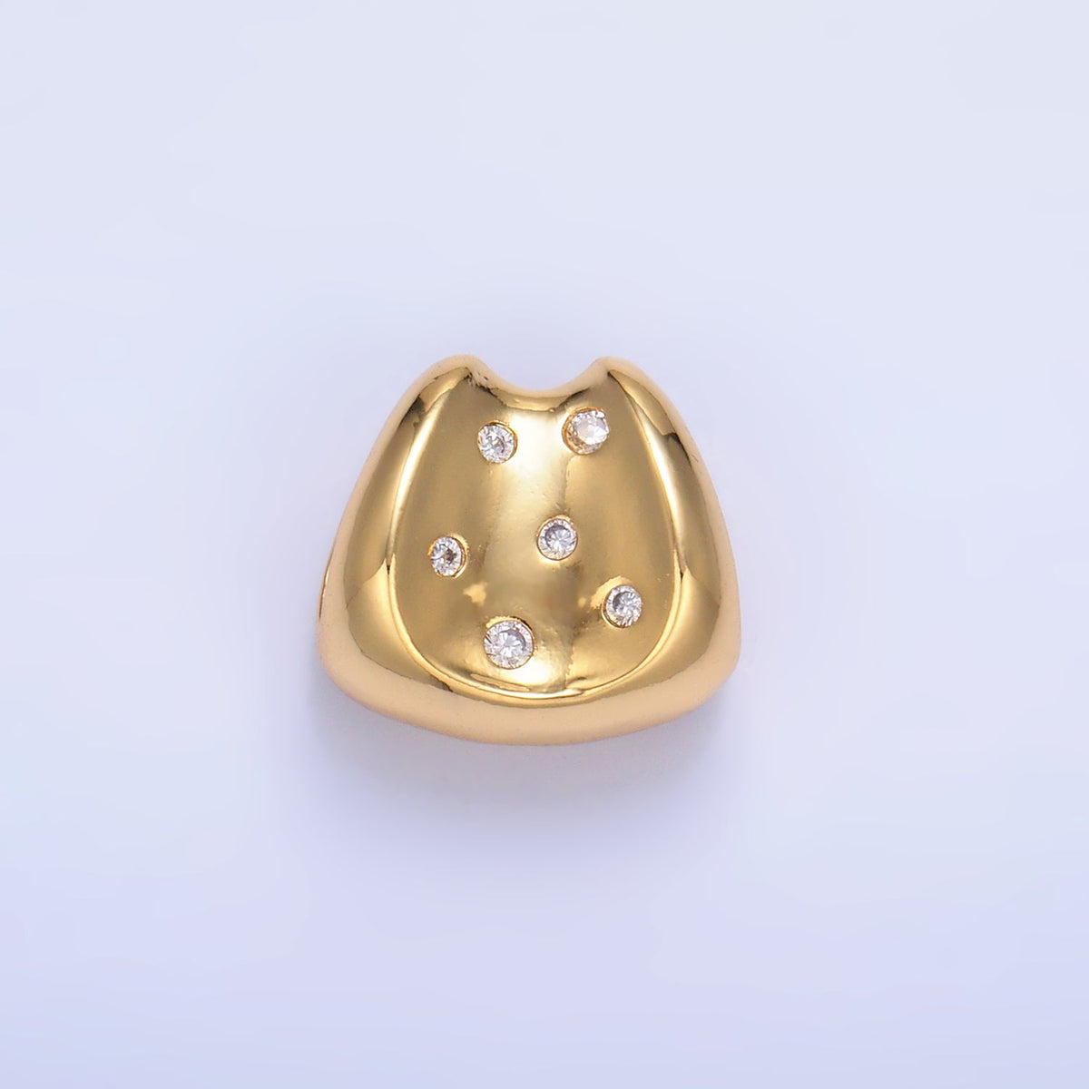 24K Gold Filled 13.5mm CZ Dotted Geometric Edged Bead in Gold & Silver | B289