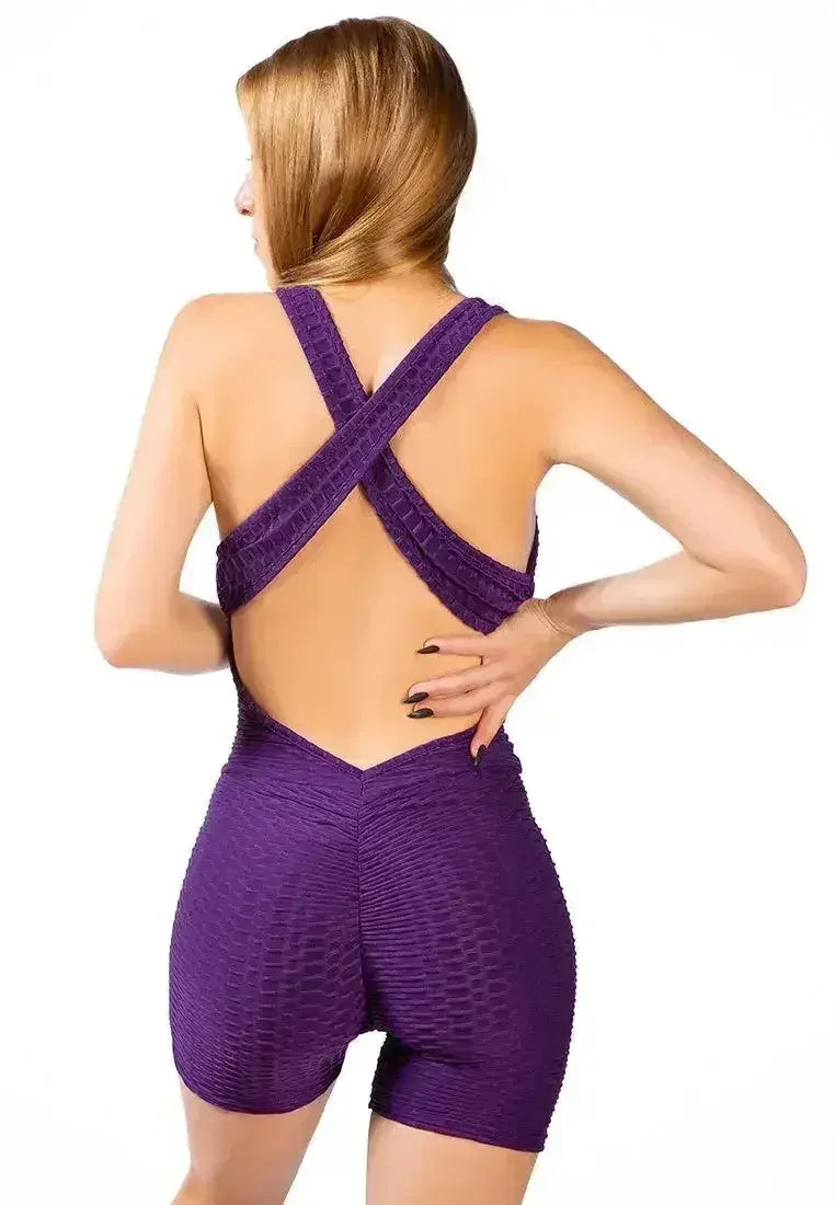 Back Cross Strap Yoga Jumpsuit – Moisture-Wicking 95% Polyester | Femstylo
