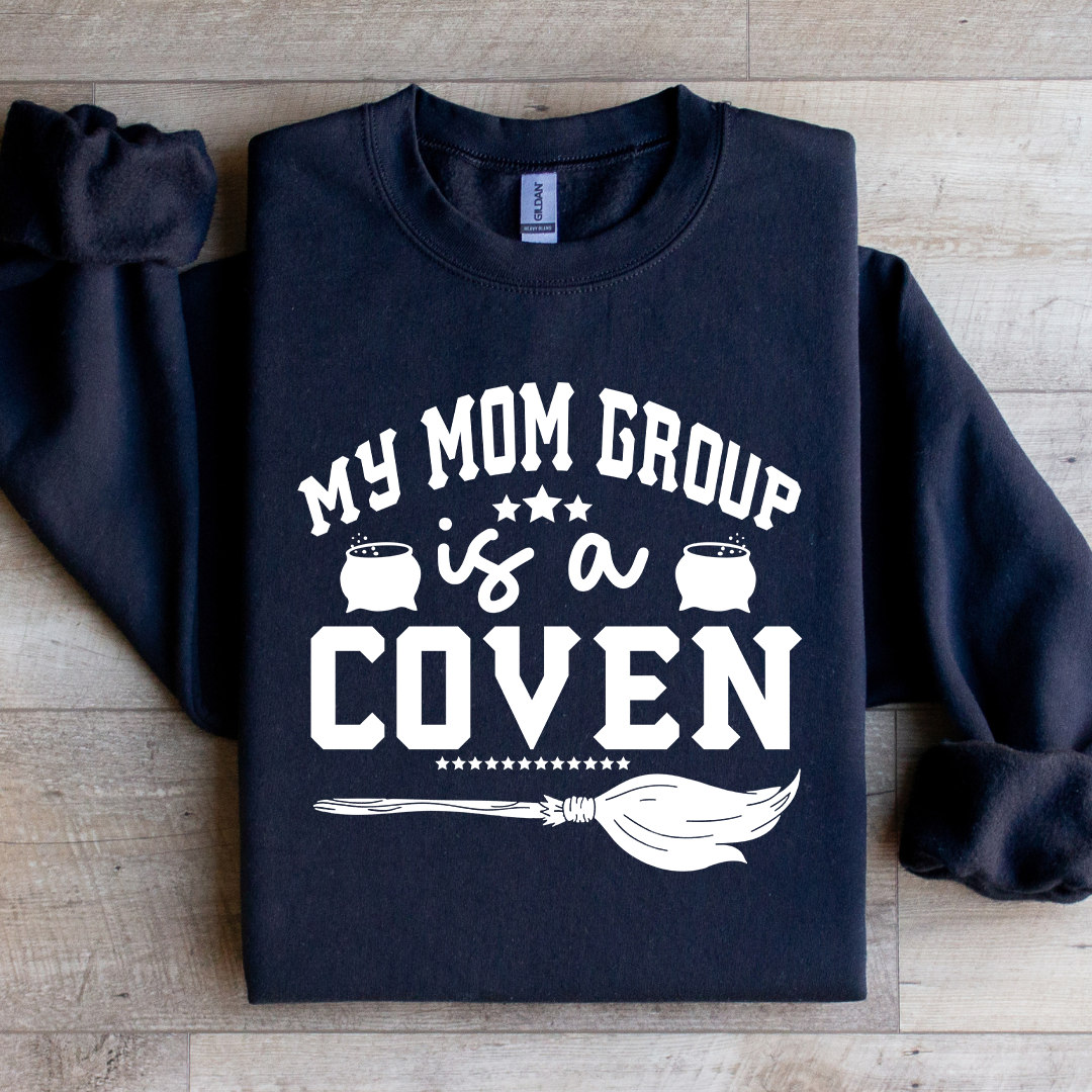Witchy Autumn Mom Fleece Pullover – \"My Mom Group Is A Coven\"