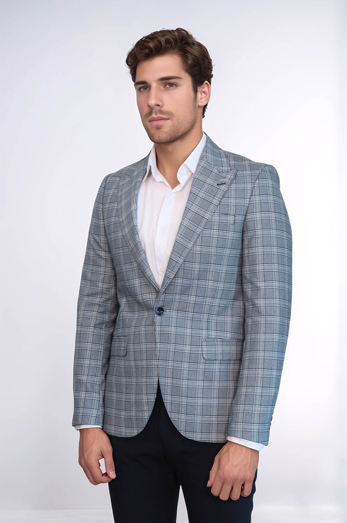 Checked Slim-Fit Grey Men&