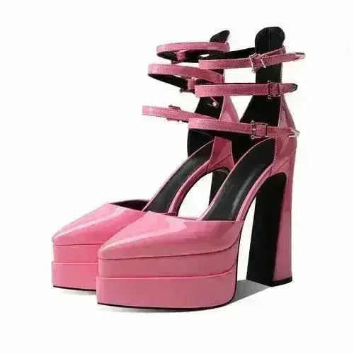 Pointed Toe High Heel Hollow Sandals - 14.5cm Platform Pumps | Femstylo