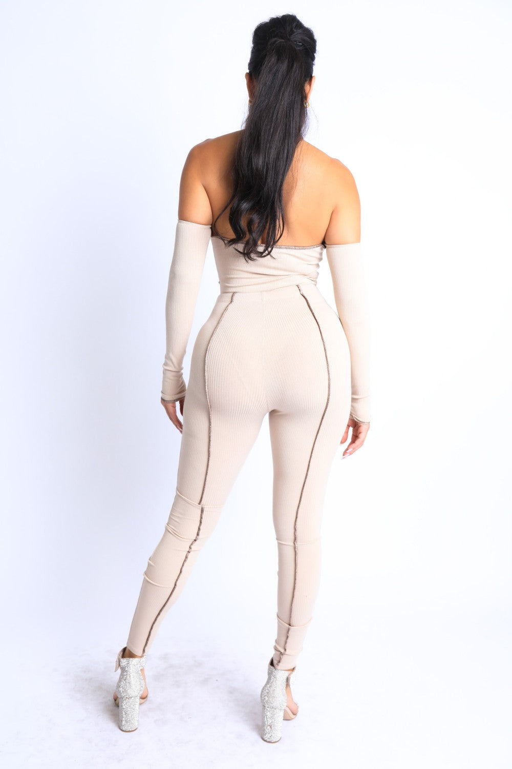 “Morgan” Taupe Off Shoulder Set