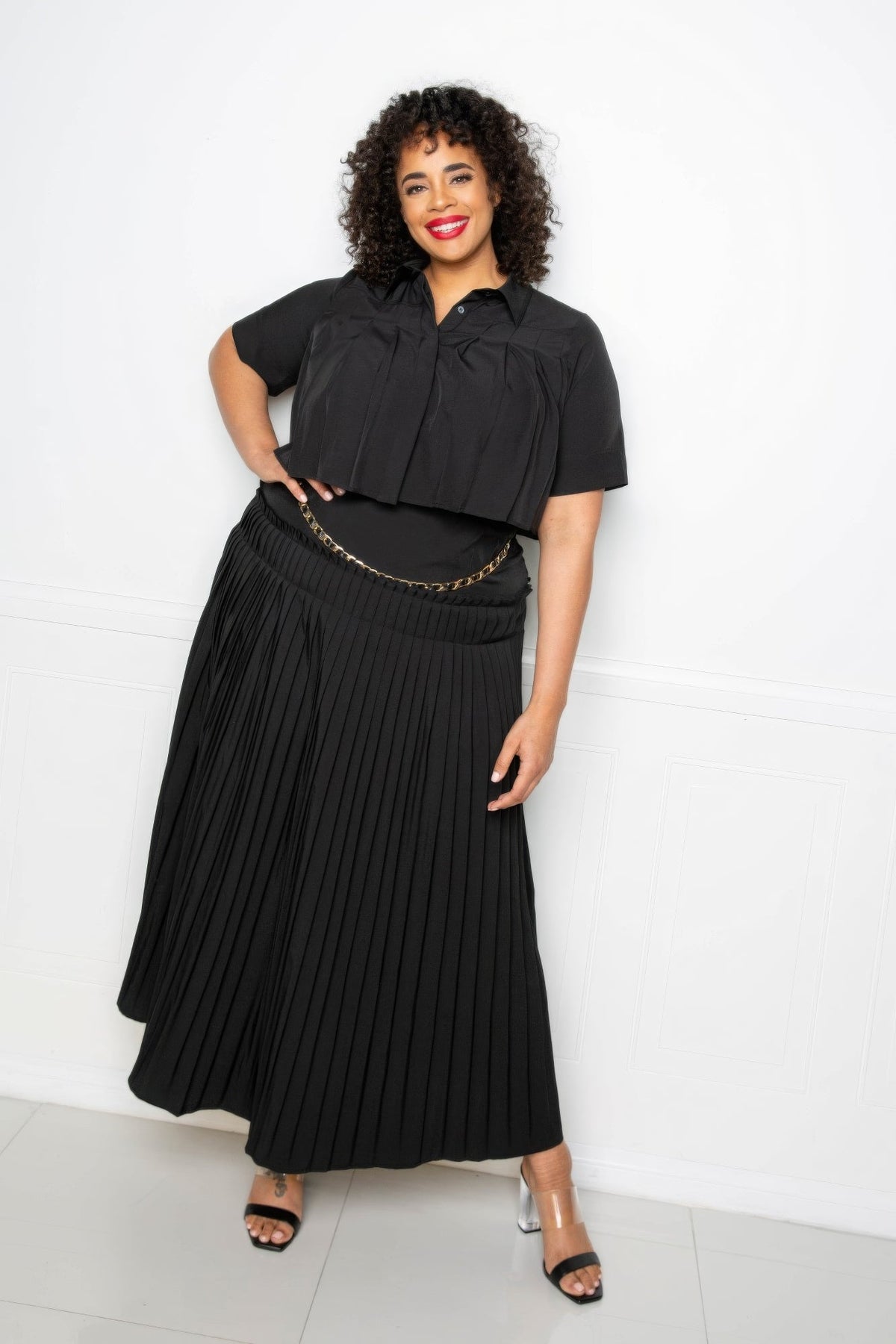 “Ravina” Black Maxi Skirt Set