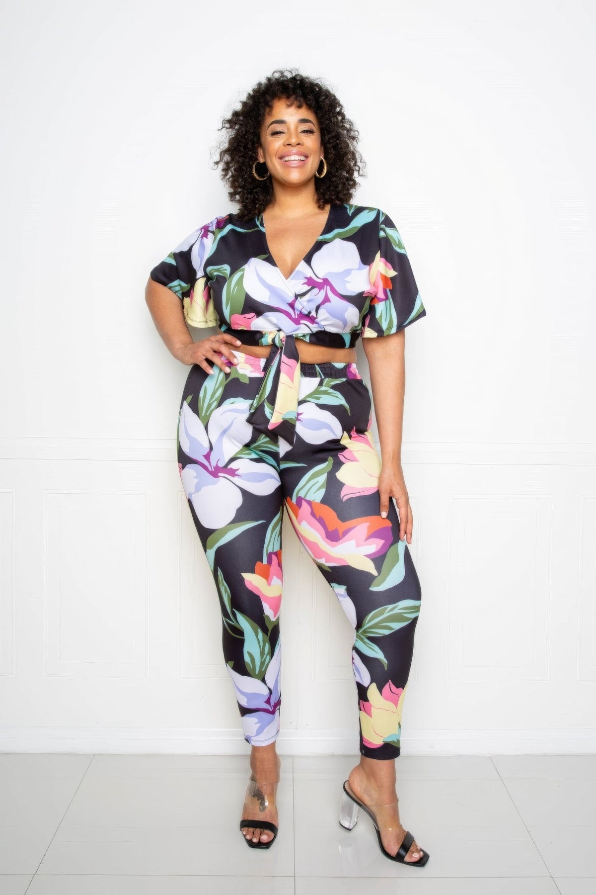 “Floral Arts” Black Jogger & Top Set