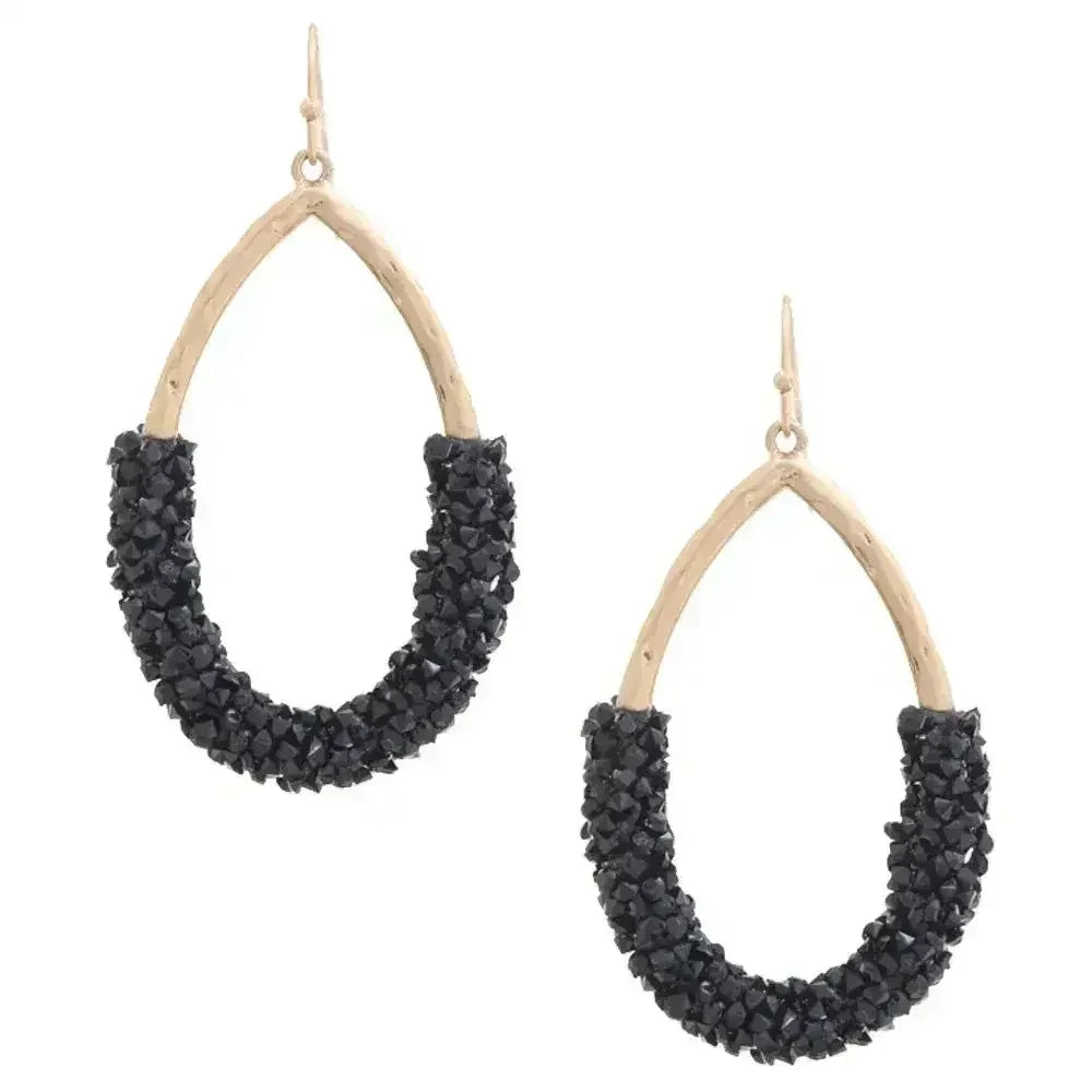 Beaded Teardrop Dangle Earrings | Fuchsia Black White Design - Femstylo