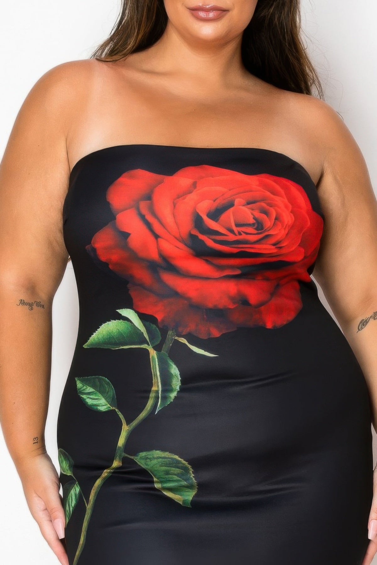 Tube Bodycon Mini Dress With Floral Print Front