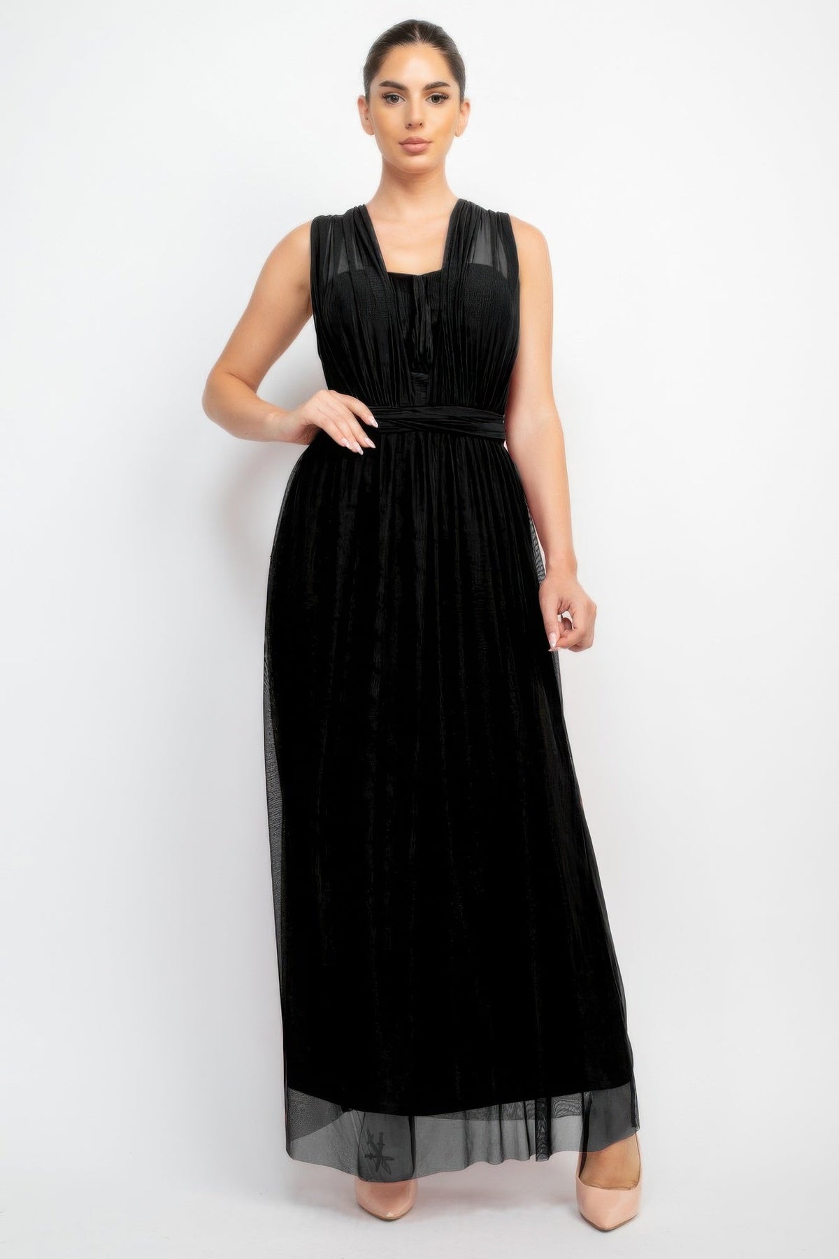 A-line Mesh Convertible Maxi Dress
