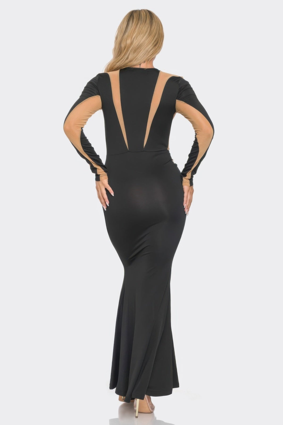 Mesh Cut Out Detail Maxi Dress