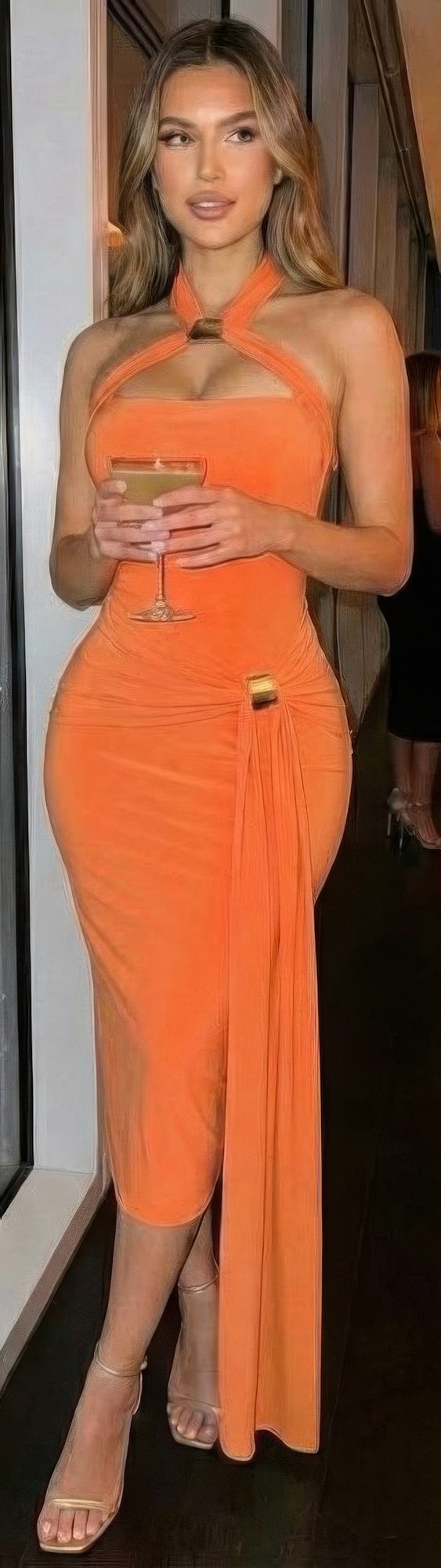 Halter-style Bodycon Midi Dress