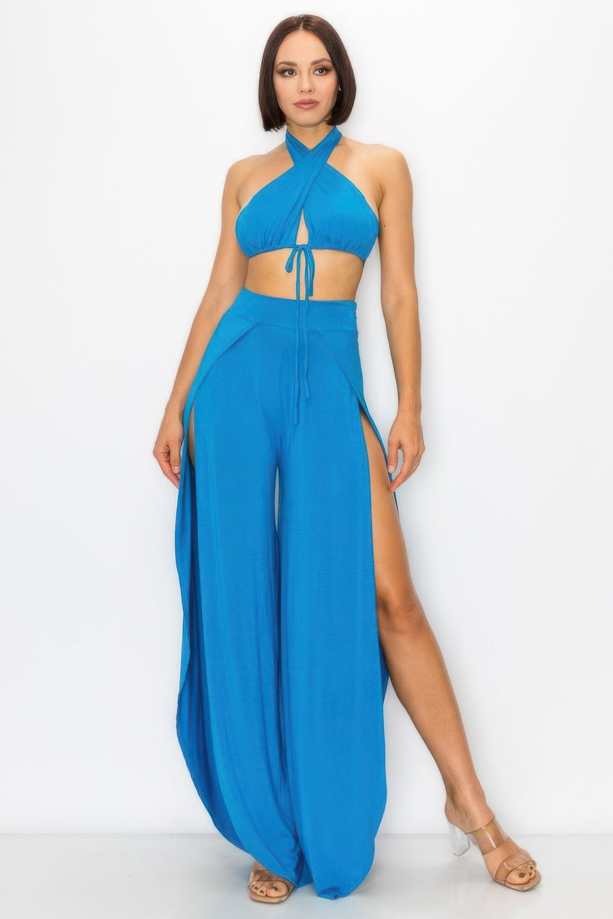 Modal 2 Piece Set, Bra And Side Slit Pant