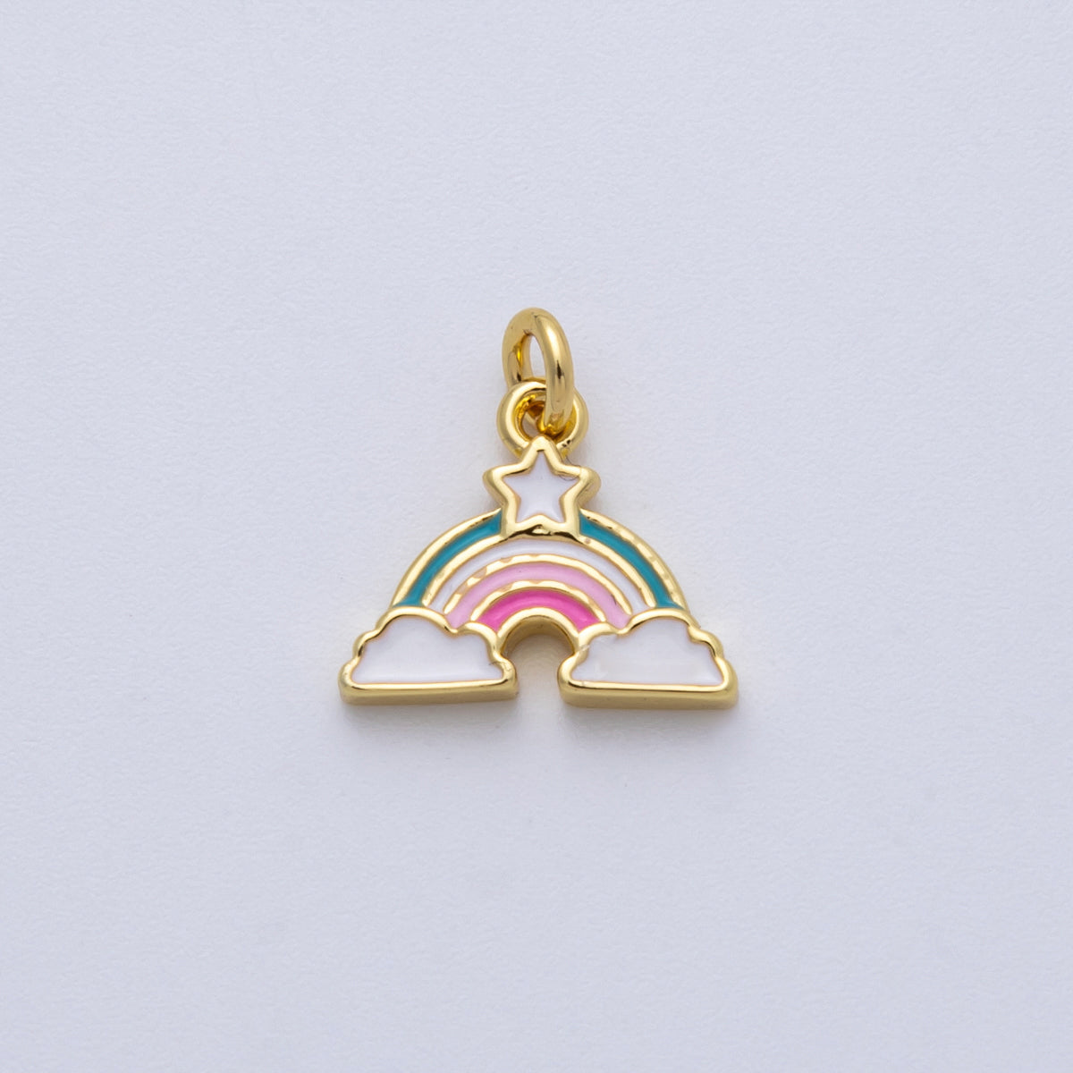 18K Gold Filled 12mm Multicolor Enamel Star Rainbow Mini Charm | CHARMS-00144