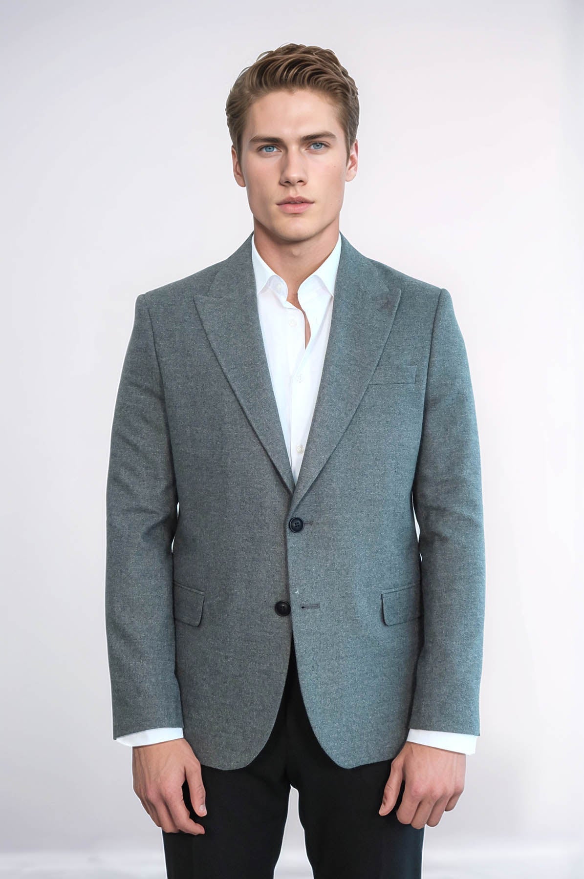 Plain Slim Fit Sport Grey Men Blazer - Wessi