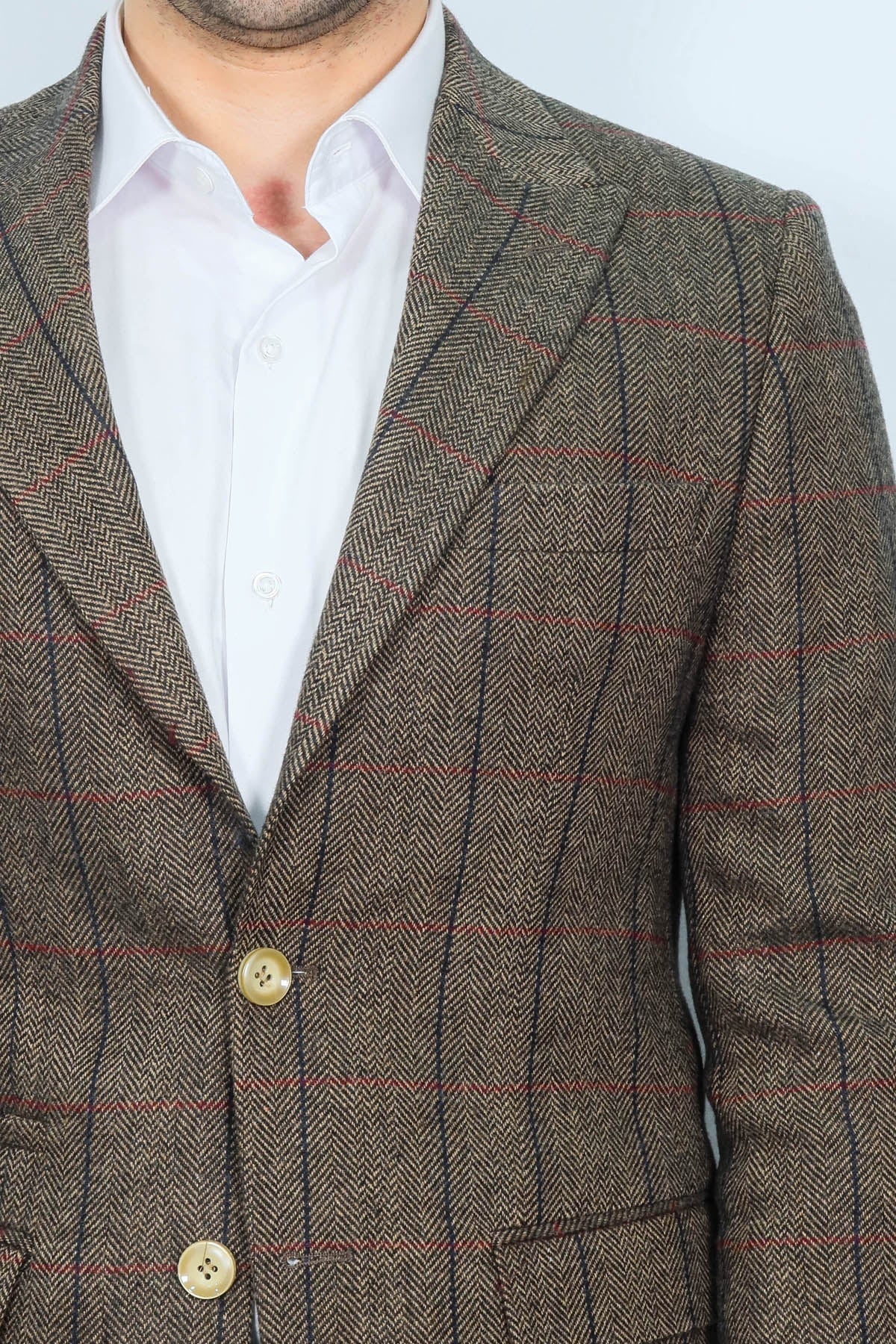 Checked Brown Slim-Fit Men&