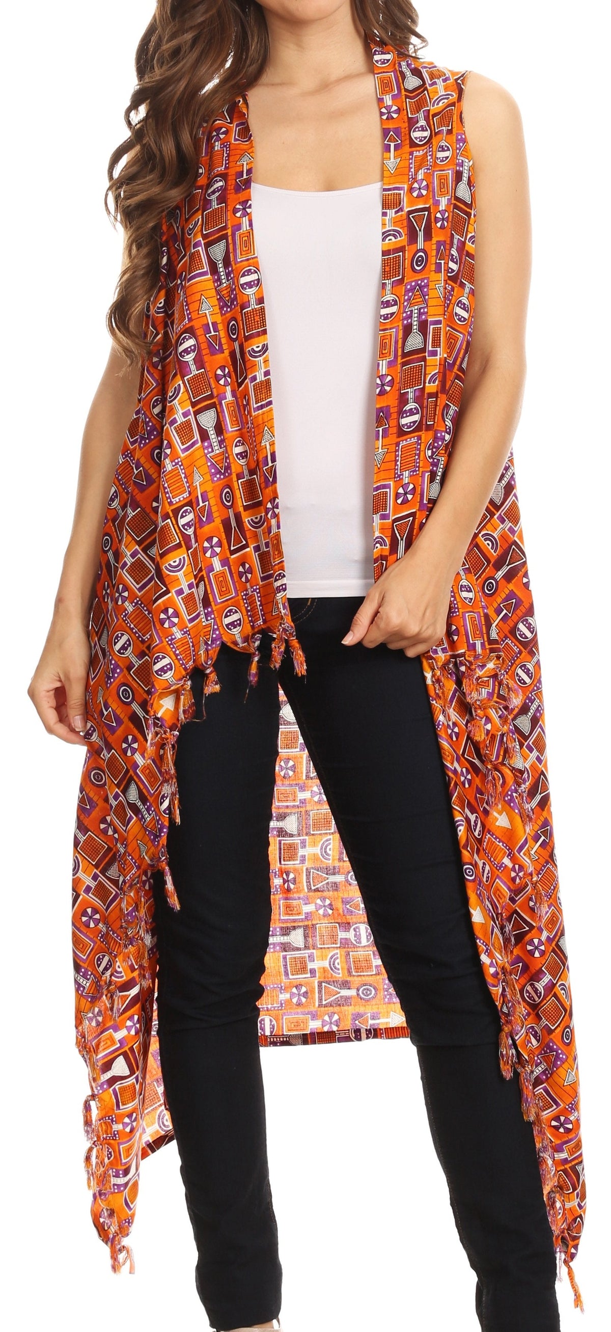 Sakkas Hatice Light Colorful Poncho Wrap Cardigan Top with African Ankara Print