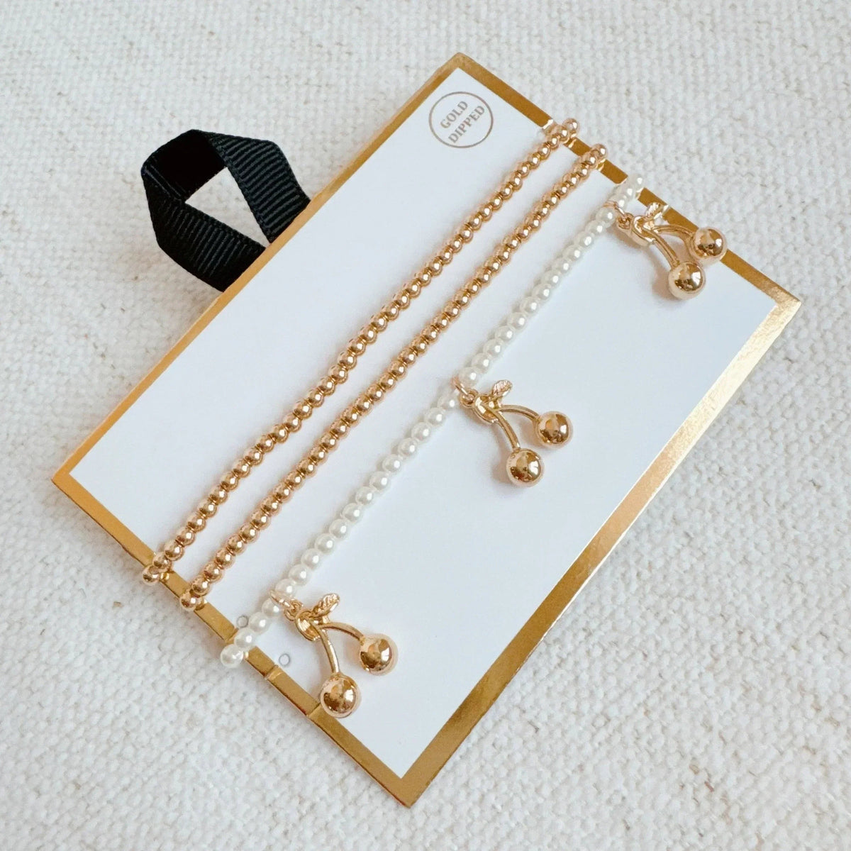 Cherry Dangle Stretch Bracelet Set Of 3