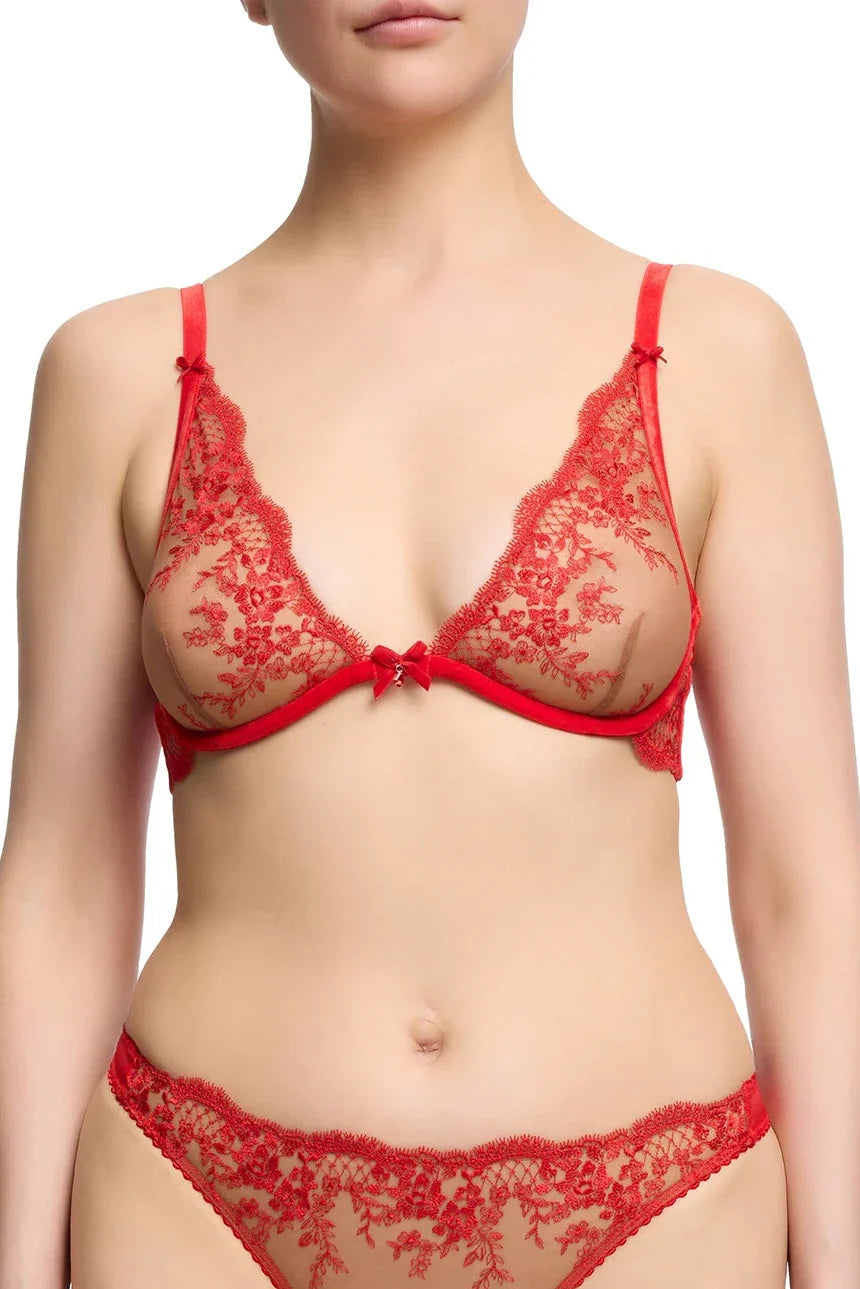 Dita Von Teese Lavinia Flame Plunge Bra Red