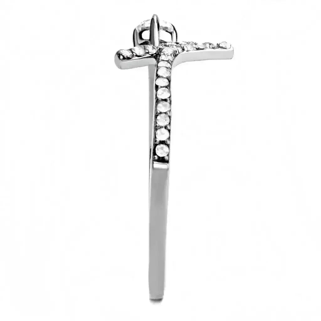 DA145 - High polished (no plating) Stainless Steel Ring with AAA Grade