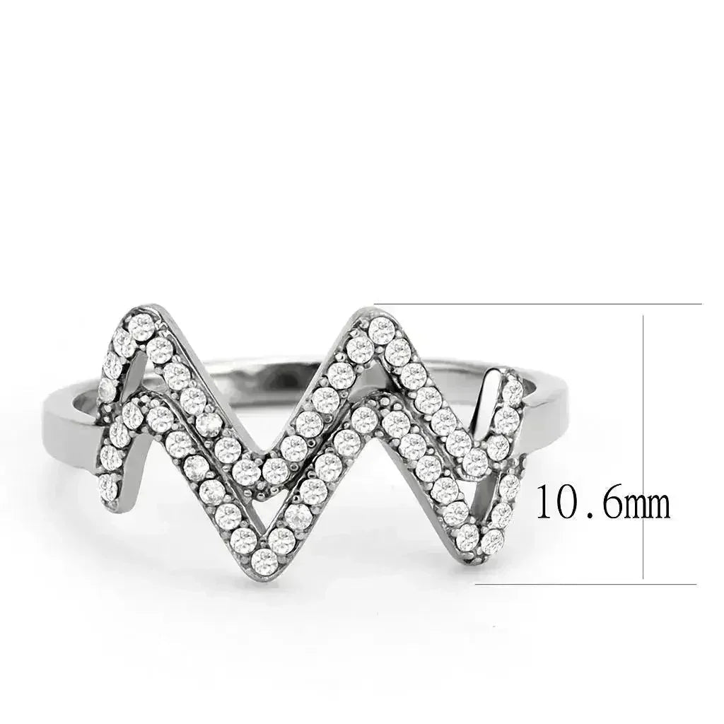 DA339 - No Plating Stainless Steel Ring with AAA Grade CZ in Clear