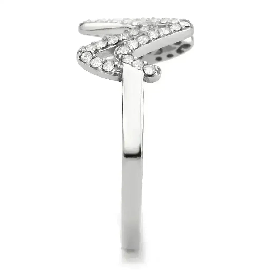 DA339 - No Plating Stainless Steel Ring with AAA Grade CZ in Clear