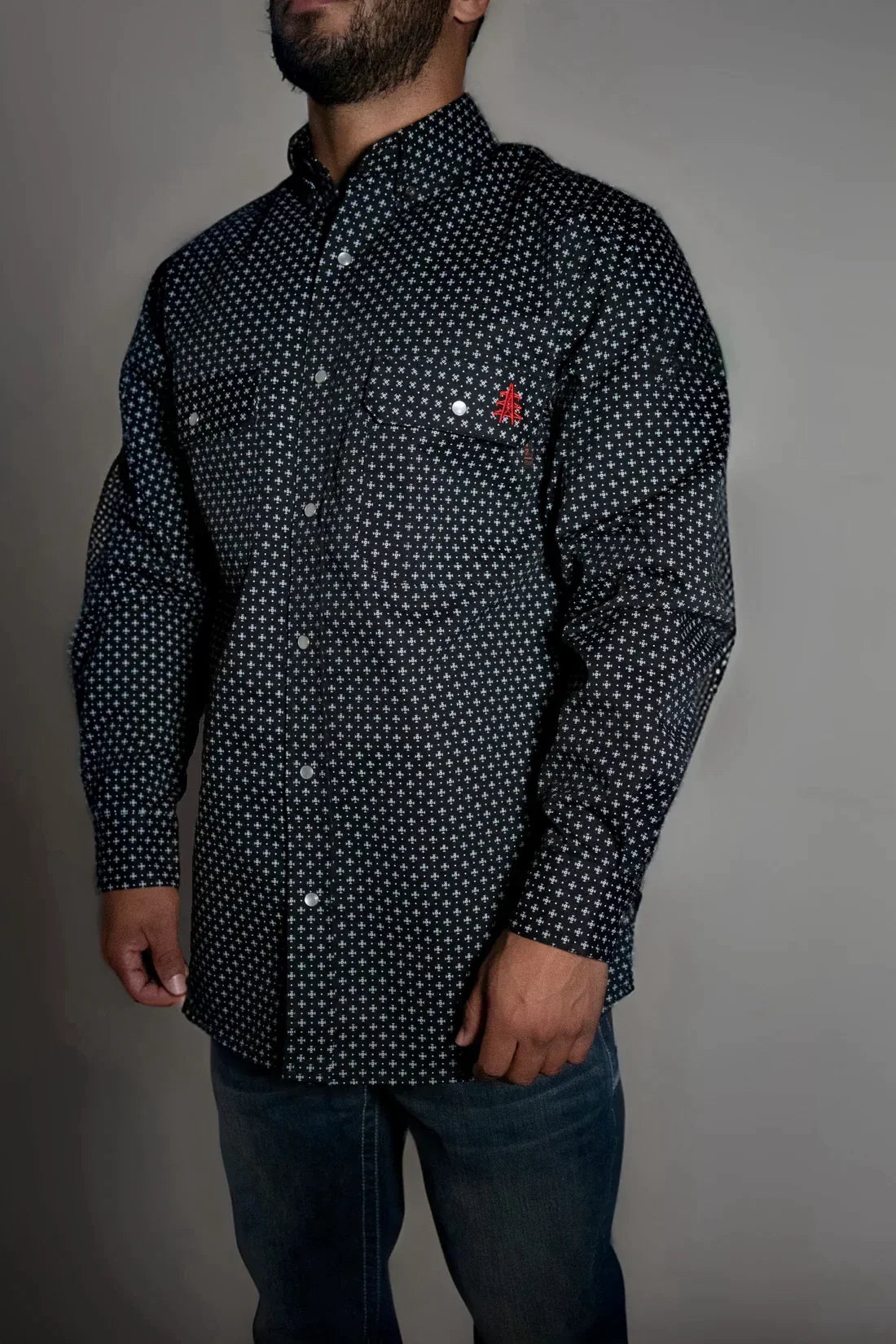 FR Pearl Snap Work Shirt - Reaper Black