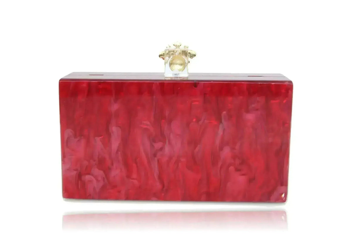 Bee Red Pearl Acrylic Box Clutch