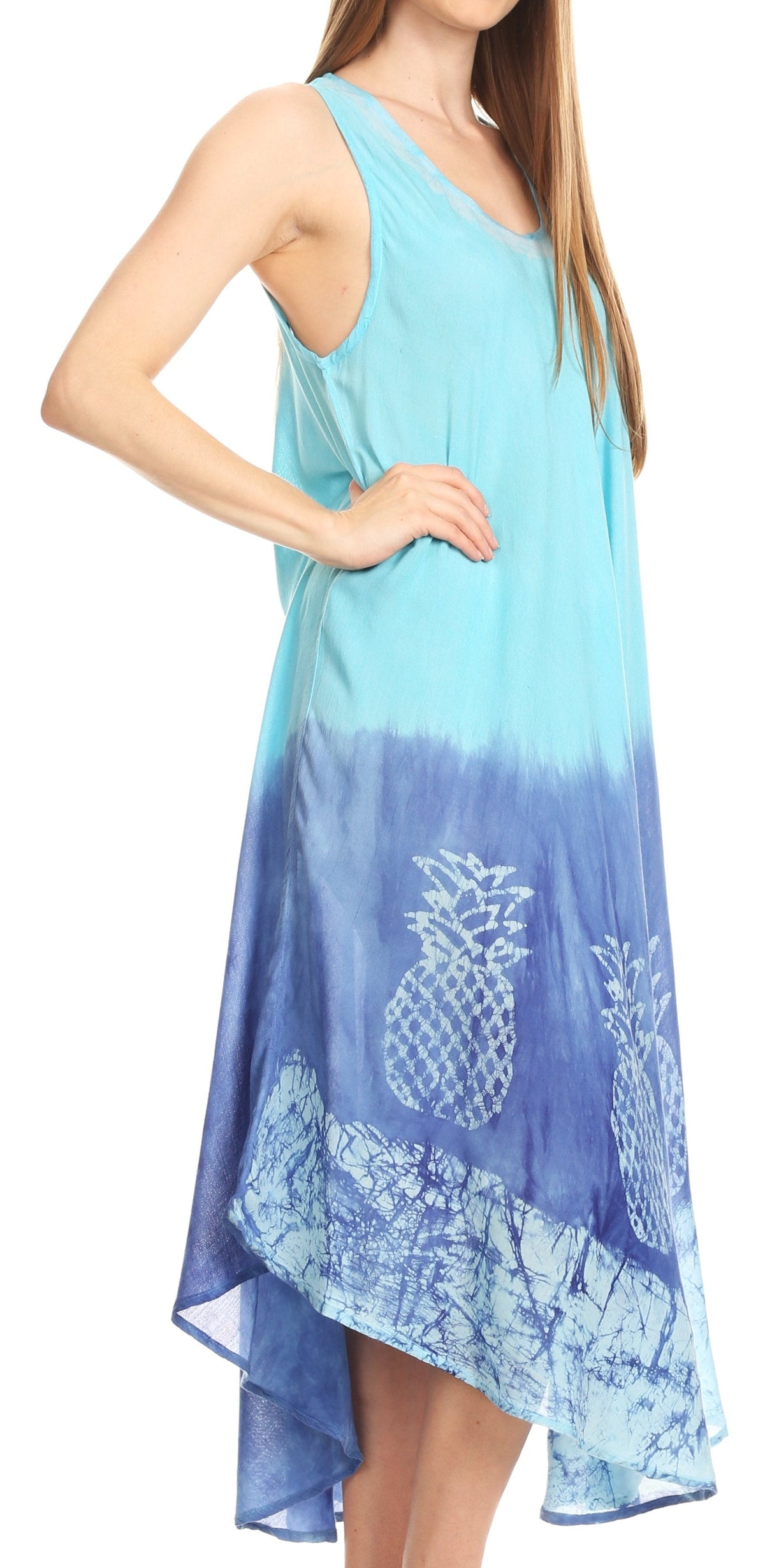 Sakkas Basira Womens Relax Lounge Everyday Summer Long Dress Tie-dye Tropical