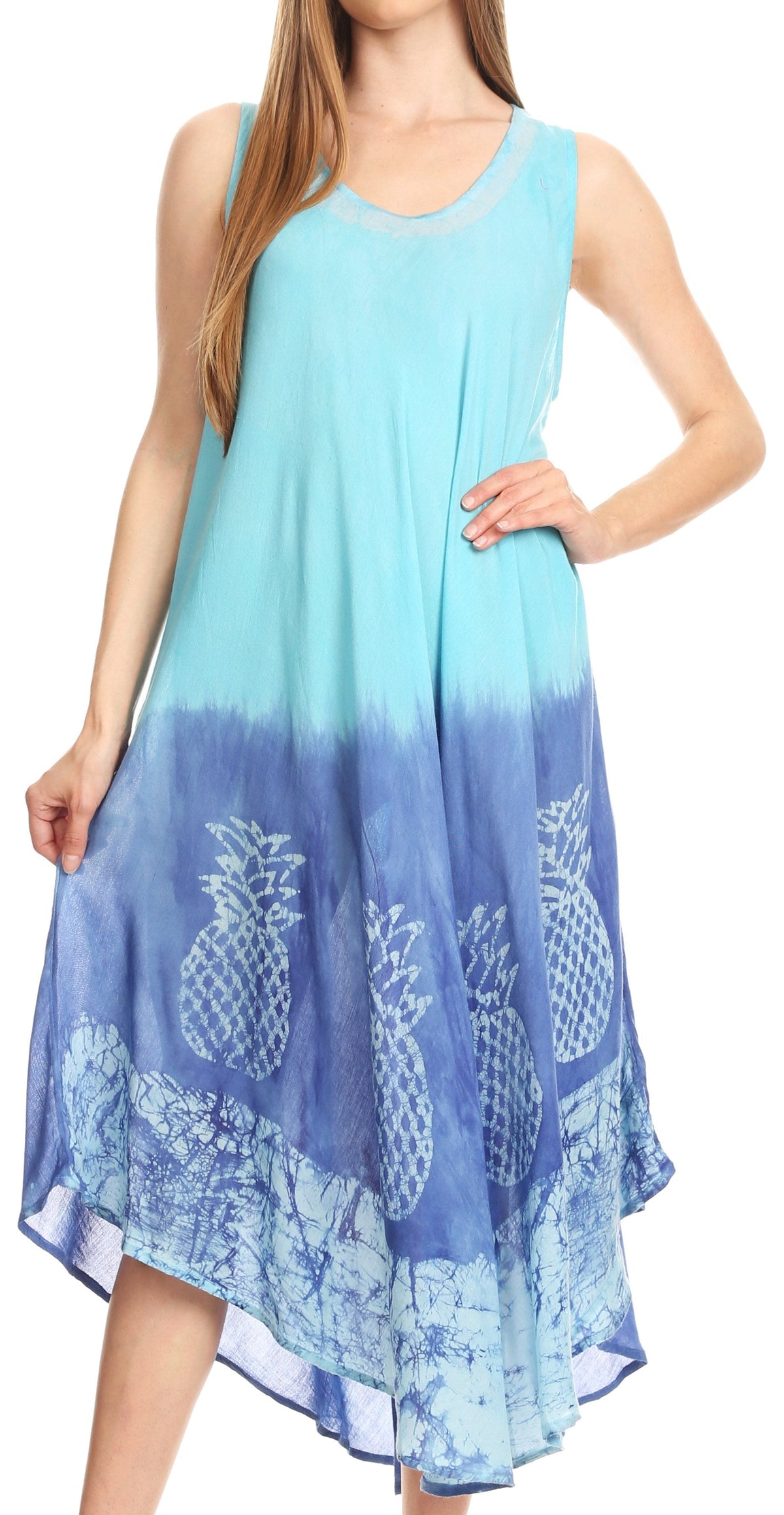 Sakkas Basira Womens Relax Lounge Everyday Summer Long Dress Tie-dye Tropical