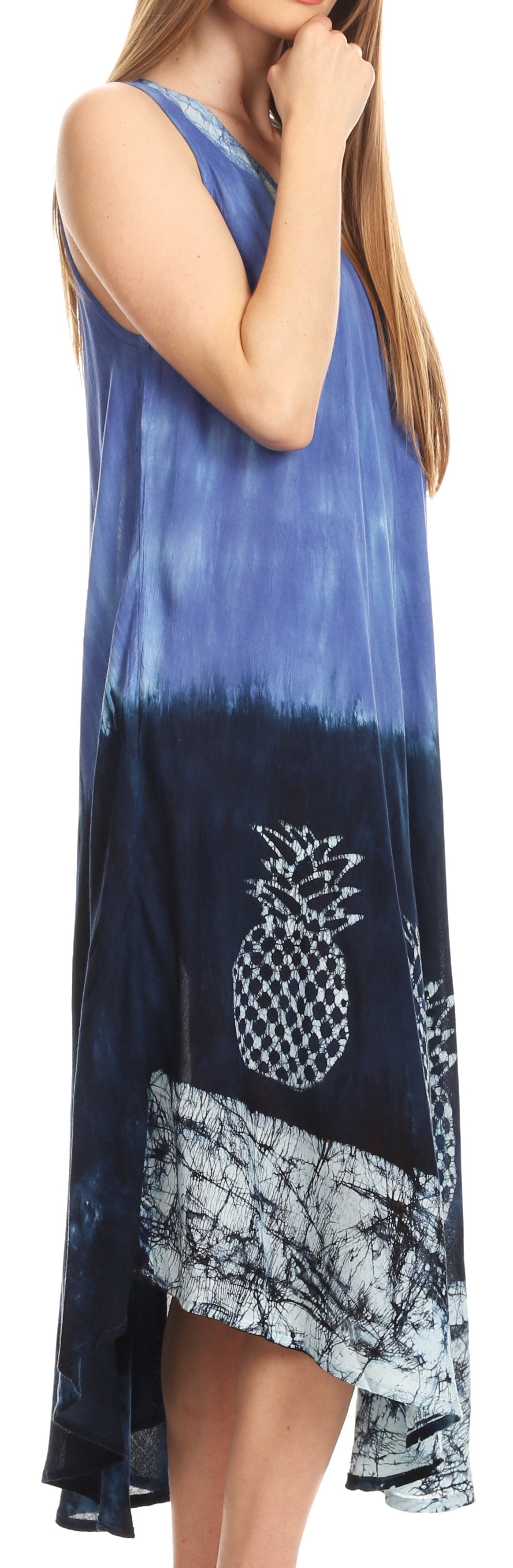 Sakkas Basira Womens Relax Lounge Everyday Summer Long Dress Tie-dye Tropical