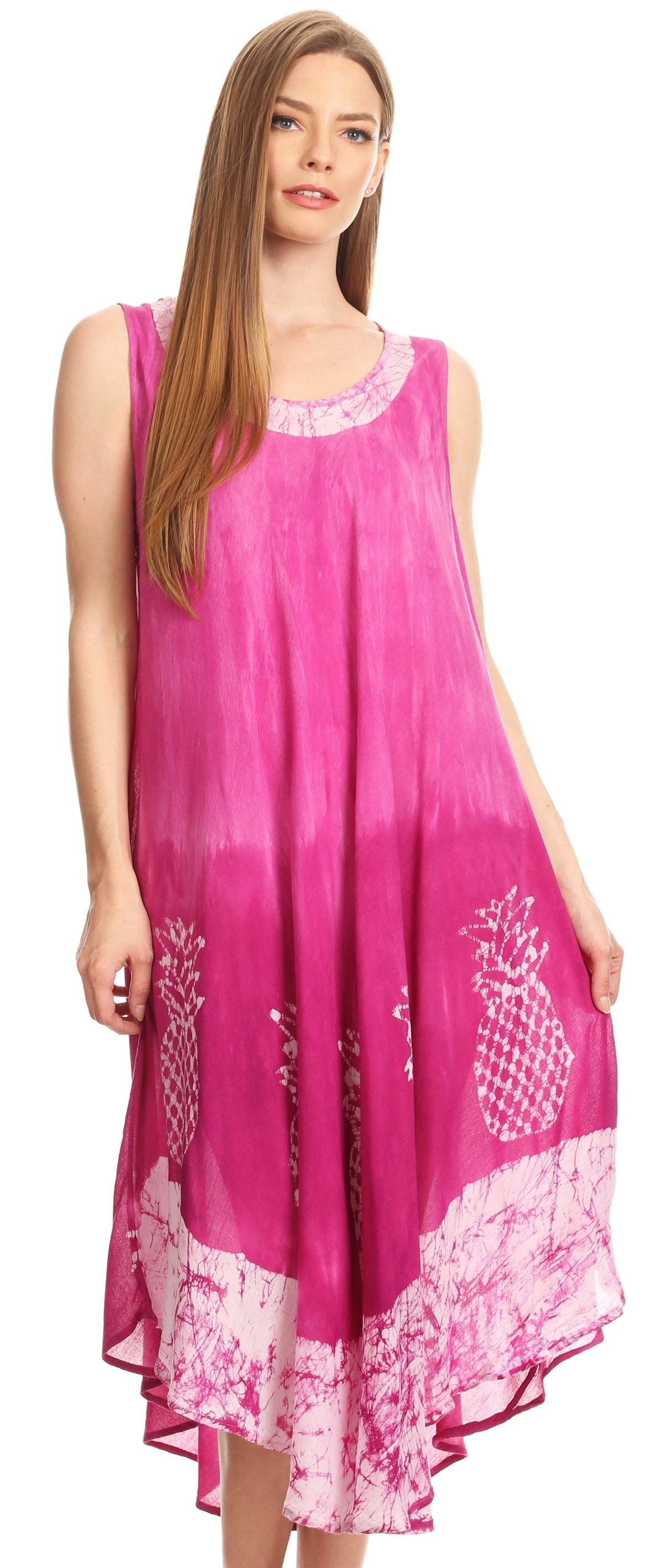 Sakkas Basira Womens Relax Lounge Everyday Summer Long Dress Tie-dye Tropical