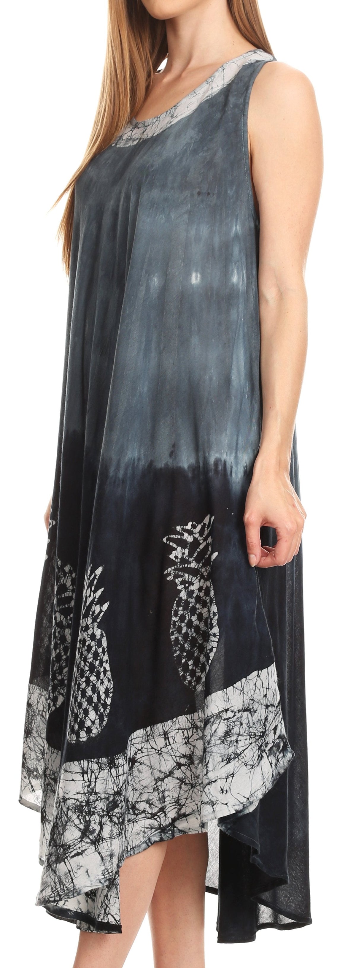 Sakkas Basira Womens Relax Lounge Everyday Summer Long Dress Tie-dye Tropical