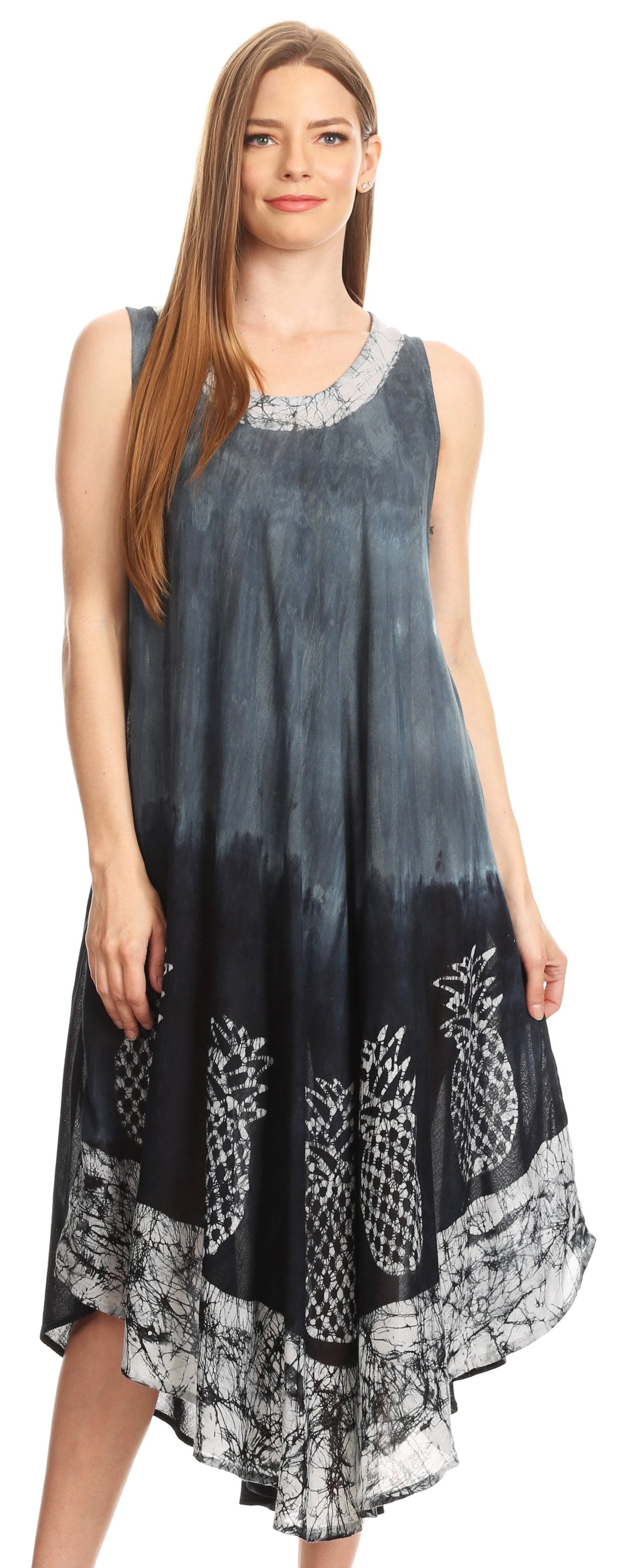 Sakkas Basira Womens Relax Lounge Everyday Summer Long Dress Tie-dye Tropical