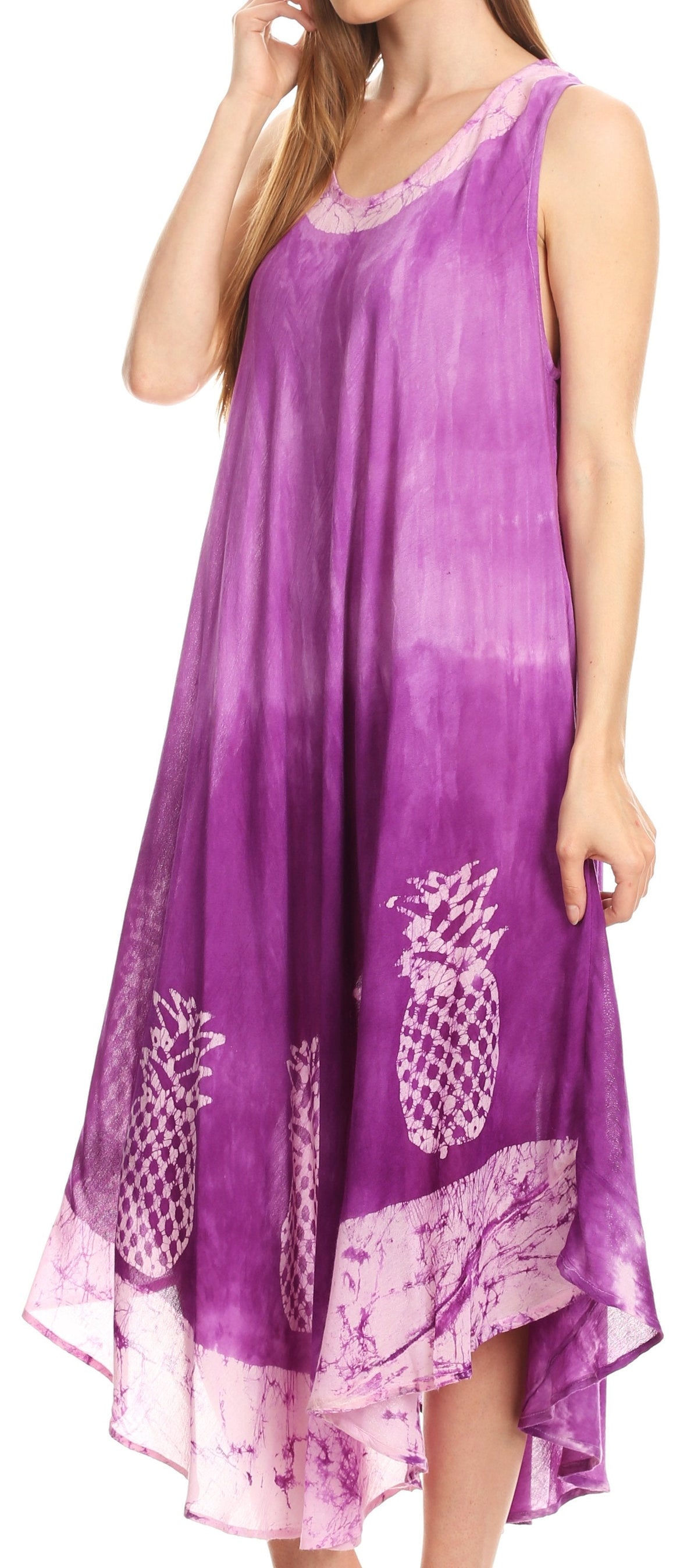 Sakkas Basira Womens Relax Lounge Everyday Summer Long Dress Tie-dye Tropical