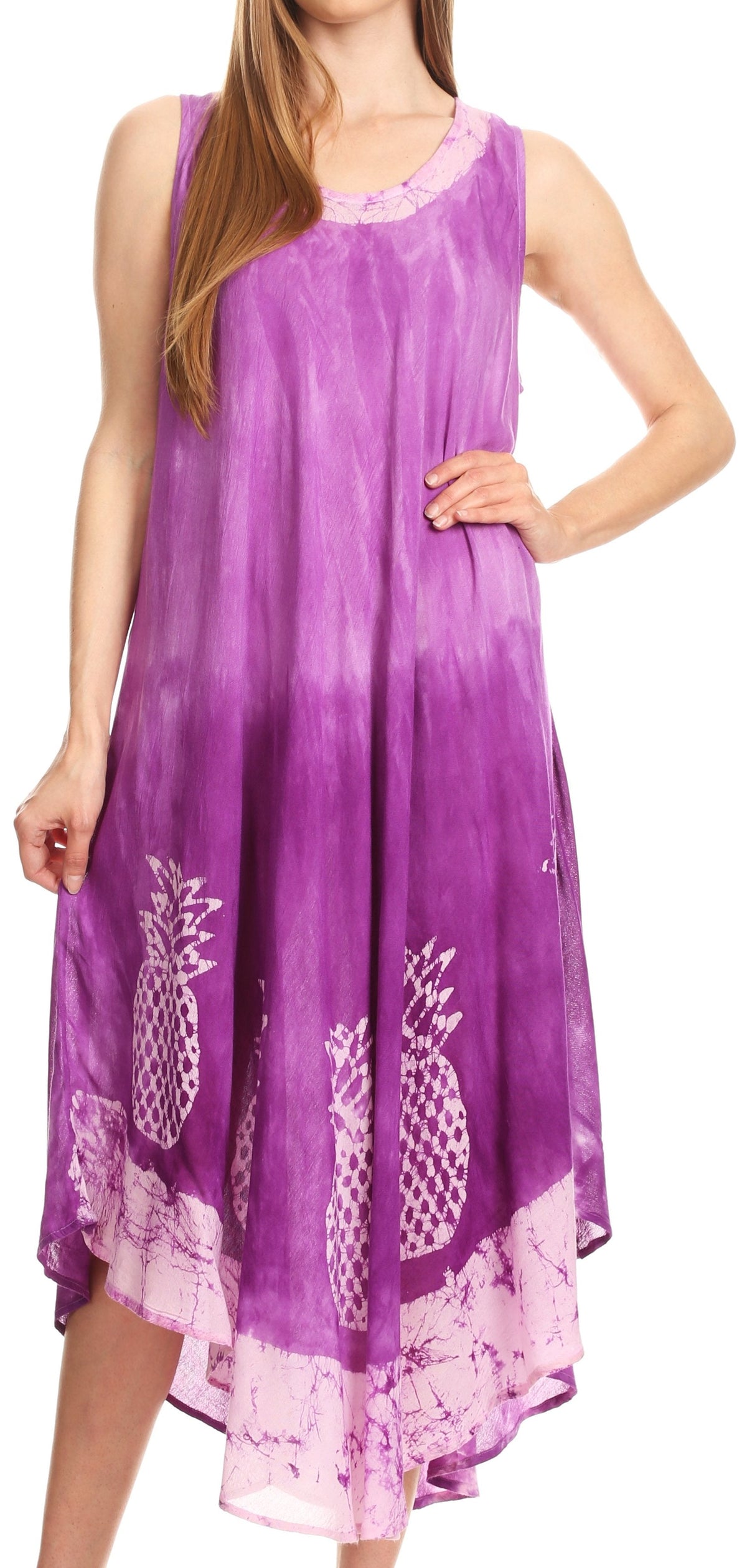 Sakkas Basira Womens Relax Lounge Everyday Summer Long Dress Tie-dye Tropical