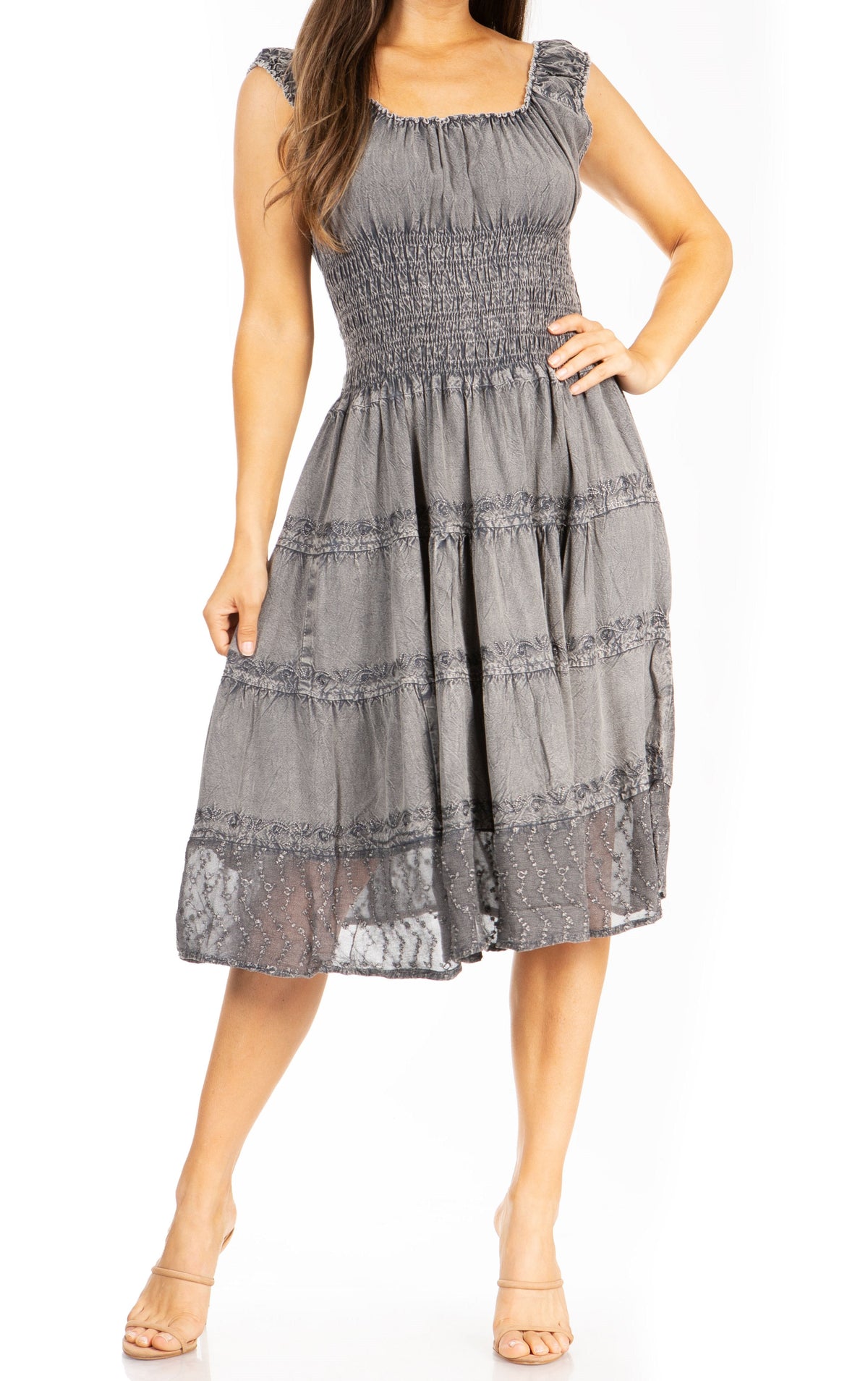 Sakkas Spring Maiden Ombre Peasant Dress