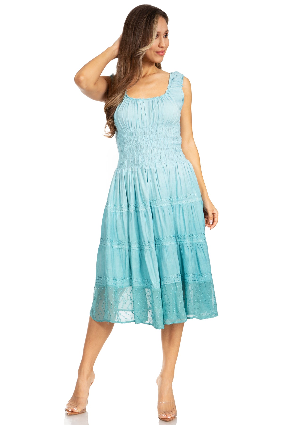 Sakkas Spring Maiden Ombre Peasant Dress