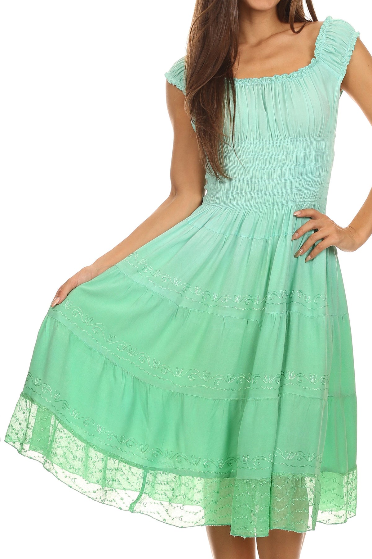 Sakkas Spring Maiden Ombre Peasant Dress