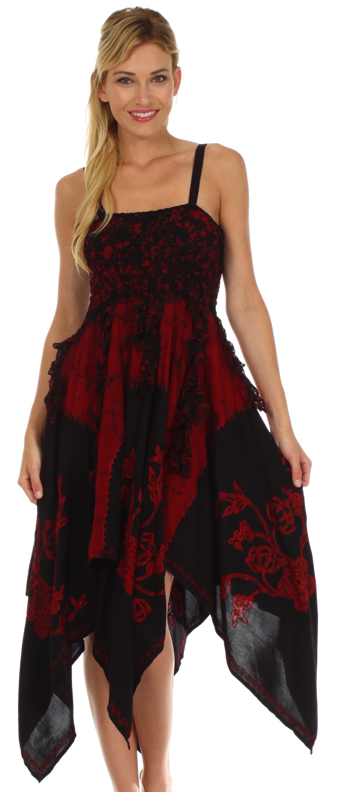 Sakkas Amara Batik Handkerchief Hem Dress