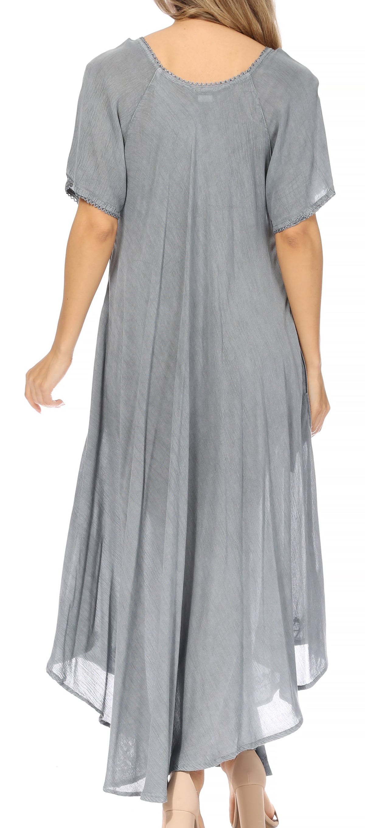 Sakkas Lilia Embroidered Lace Up Bodice Relaxed Fit Maxi Sun Dress