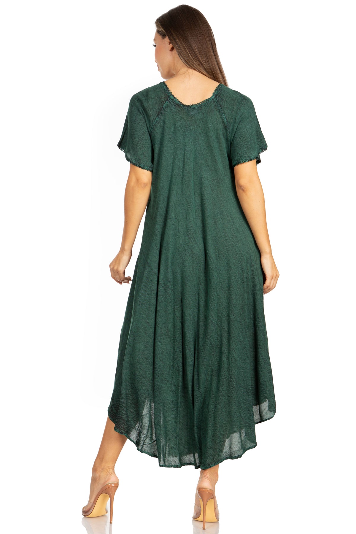 Sakkas Lilia Embroidered Lace Up Bodice Relaxed Fit Maxi Sun Dress