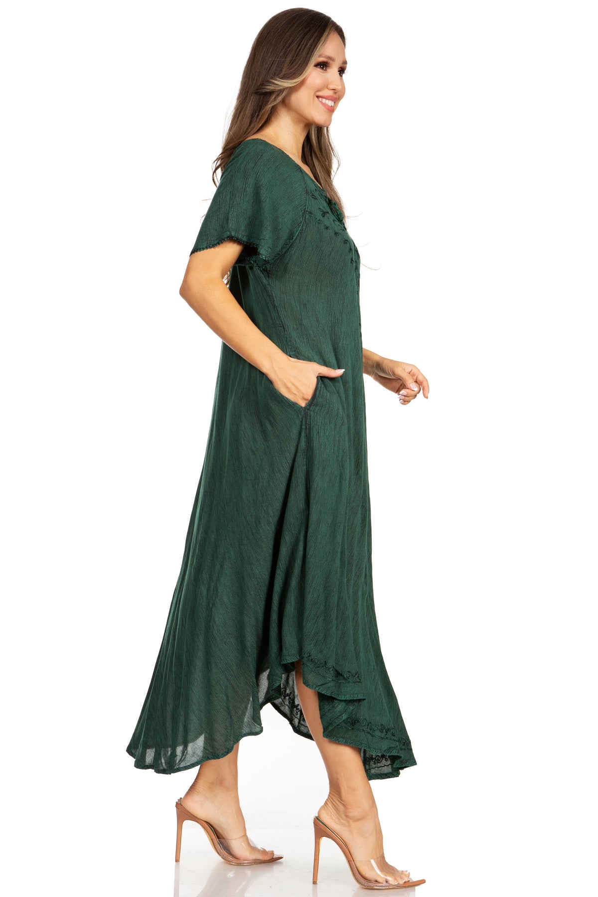Sakkas Lilia Embroidered Lace Up Bodice Relaxed Fit Maxi Sun Dress