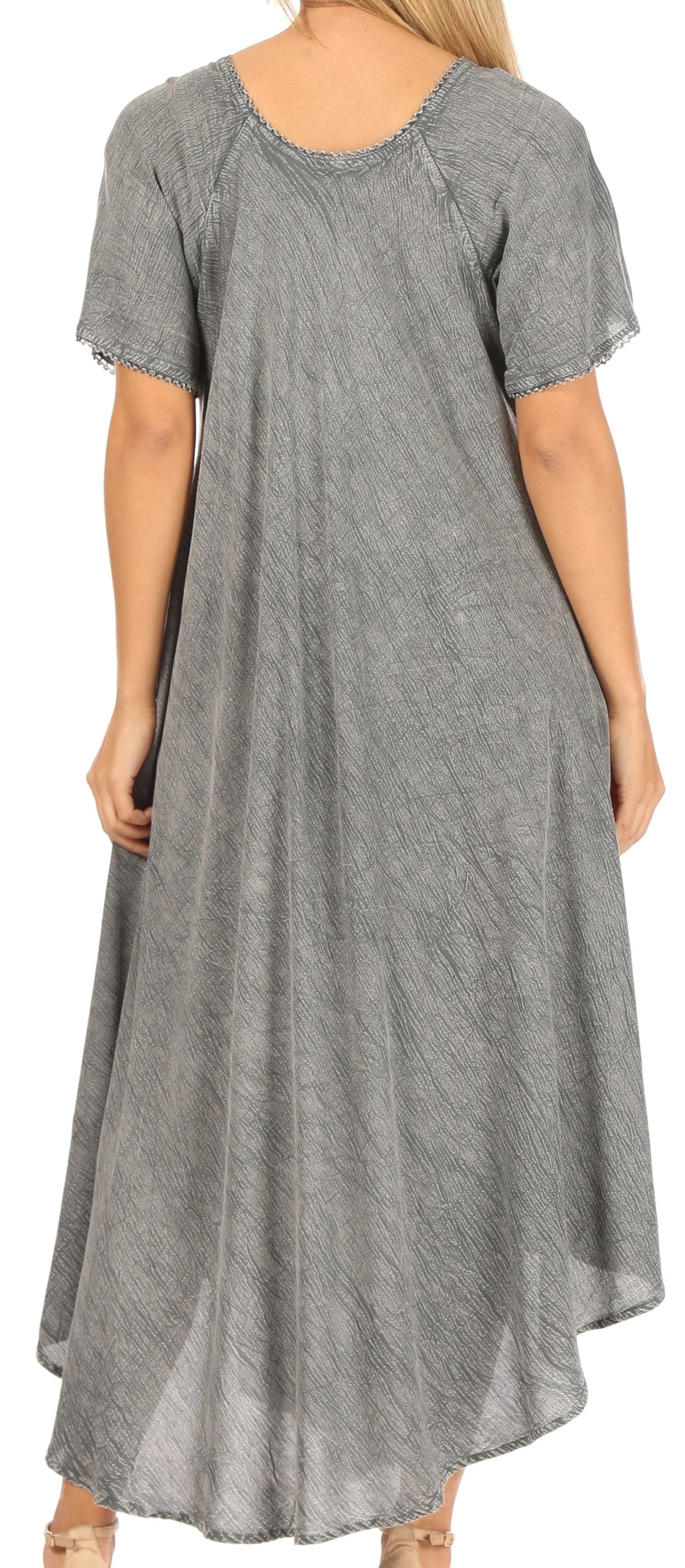 Sakkas Lilia Embroidered Lace Up Bodice Relaxed Fit Maxi Sun Dress