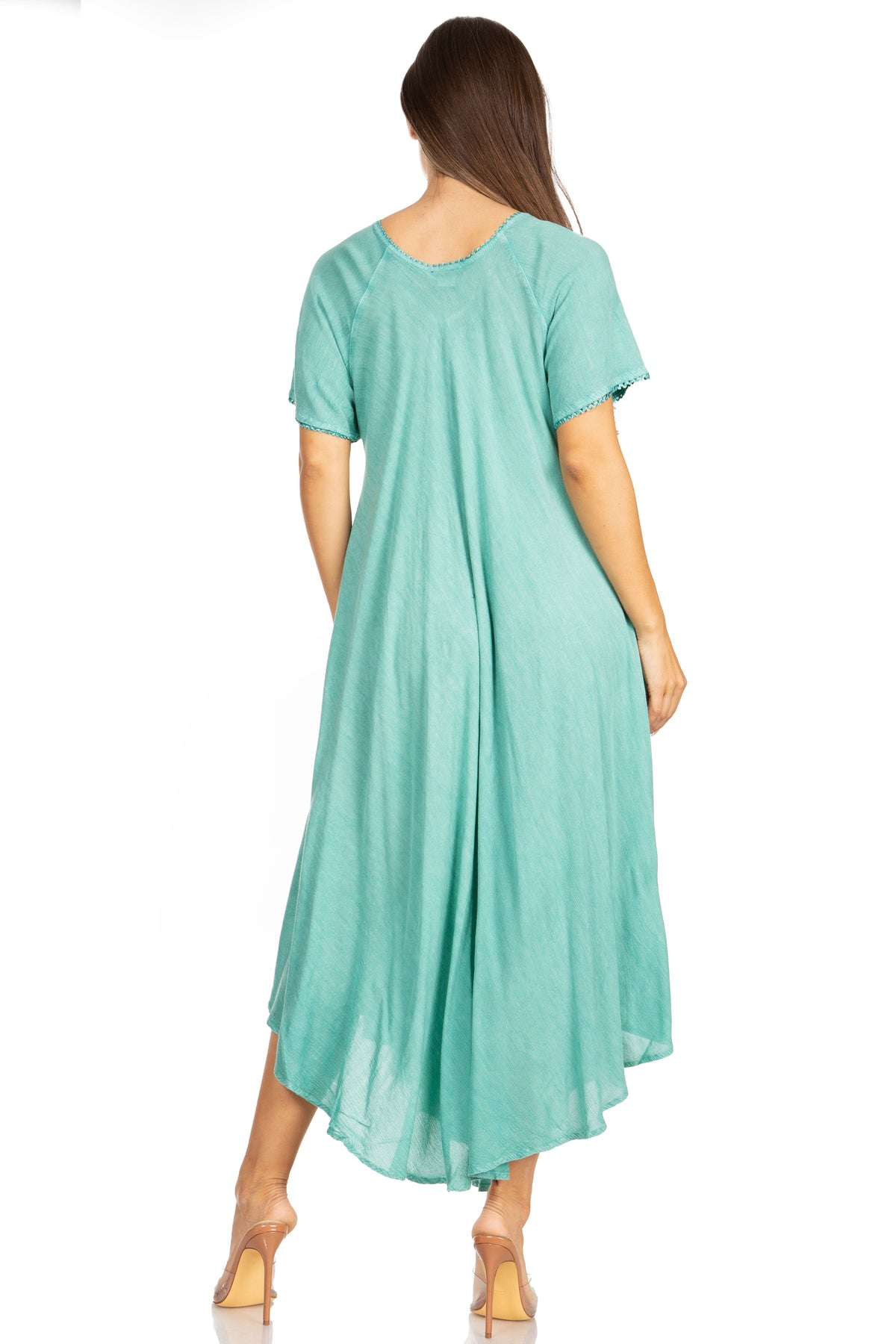 Sakkas Lilia Embroidered Lace Up Bodice Relaxed Fit Maxi Sun Dress
