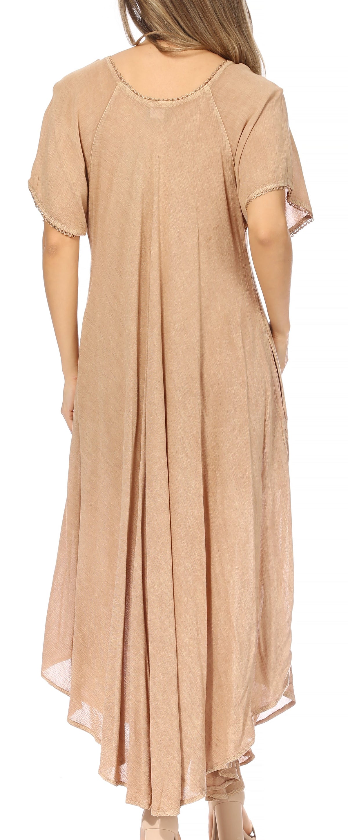 Sakkas Lilia Embroidered Lace Up Bodice Relaxed Fit Maxi Sun Dress